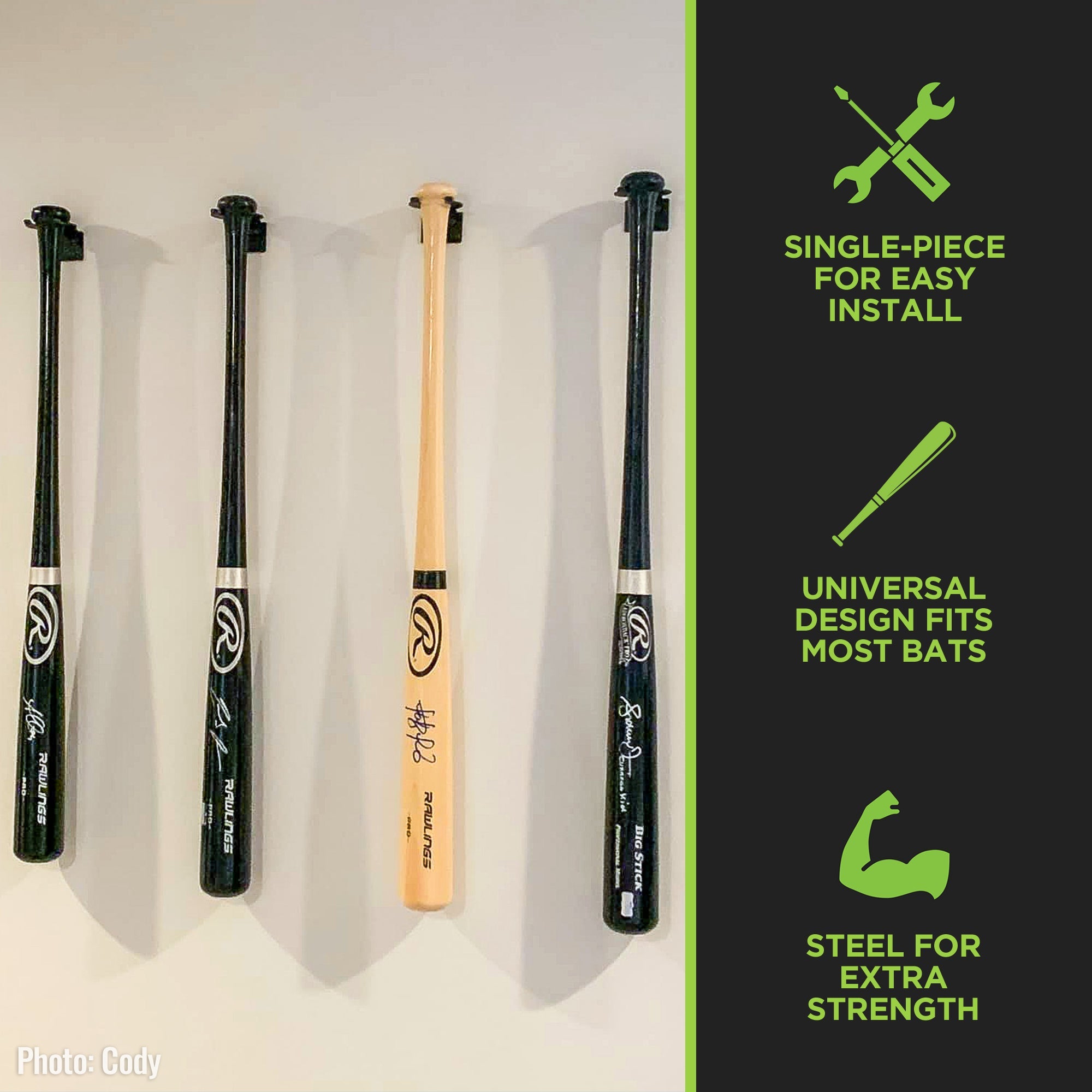 HIDEit Vertical Baseball Bat Mount
