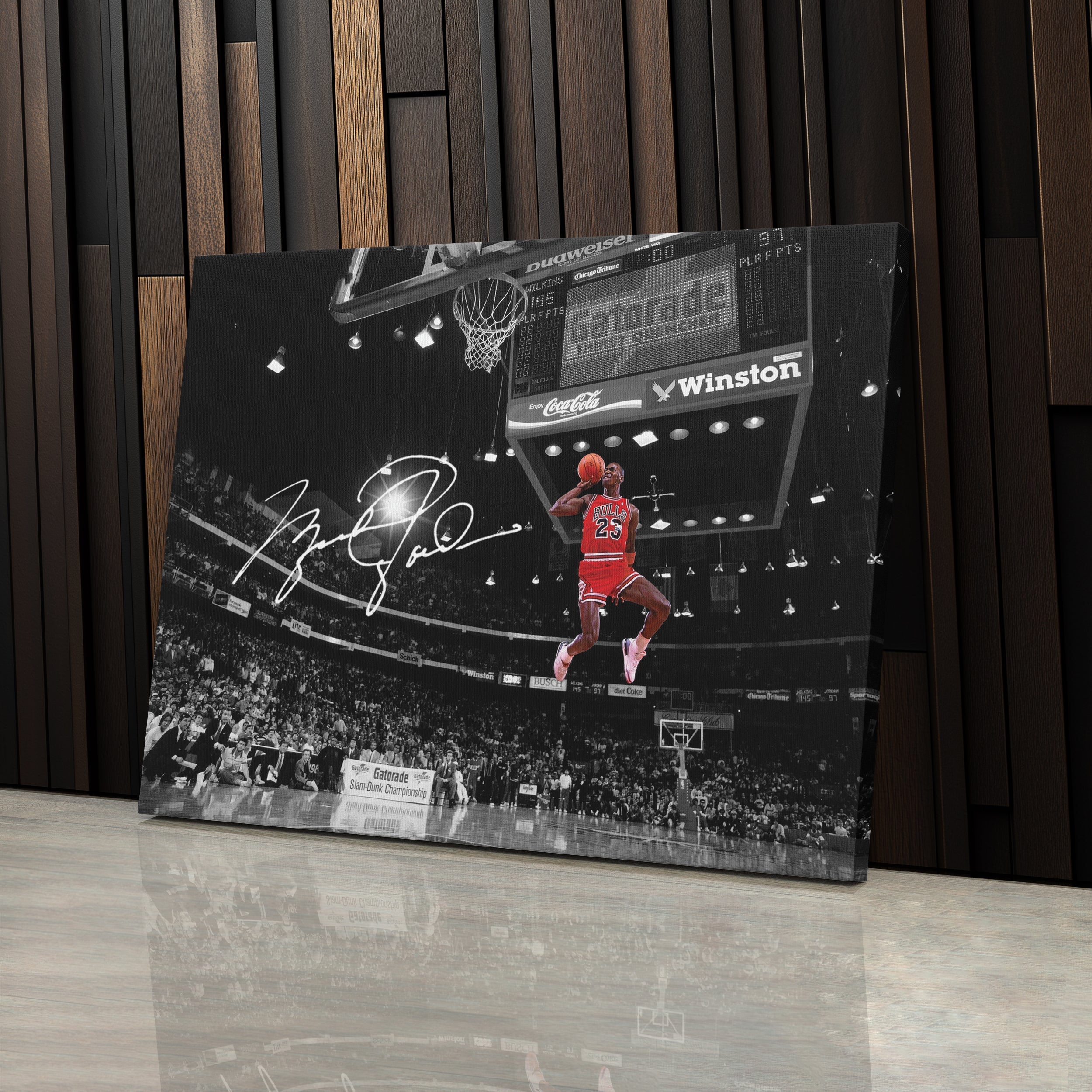 Chicago Bulls Michael Jordan Autographed Slam Dunk Canvas Wall Art