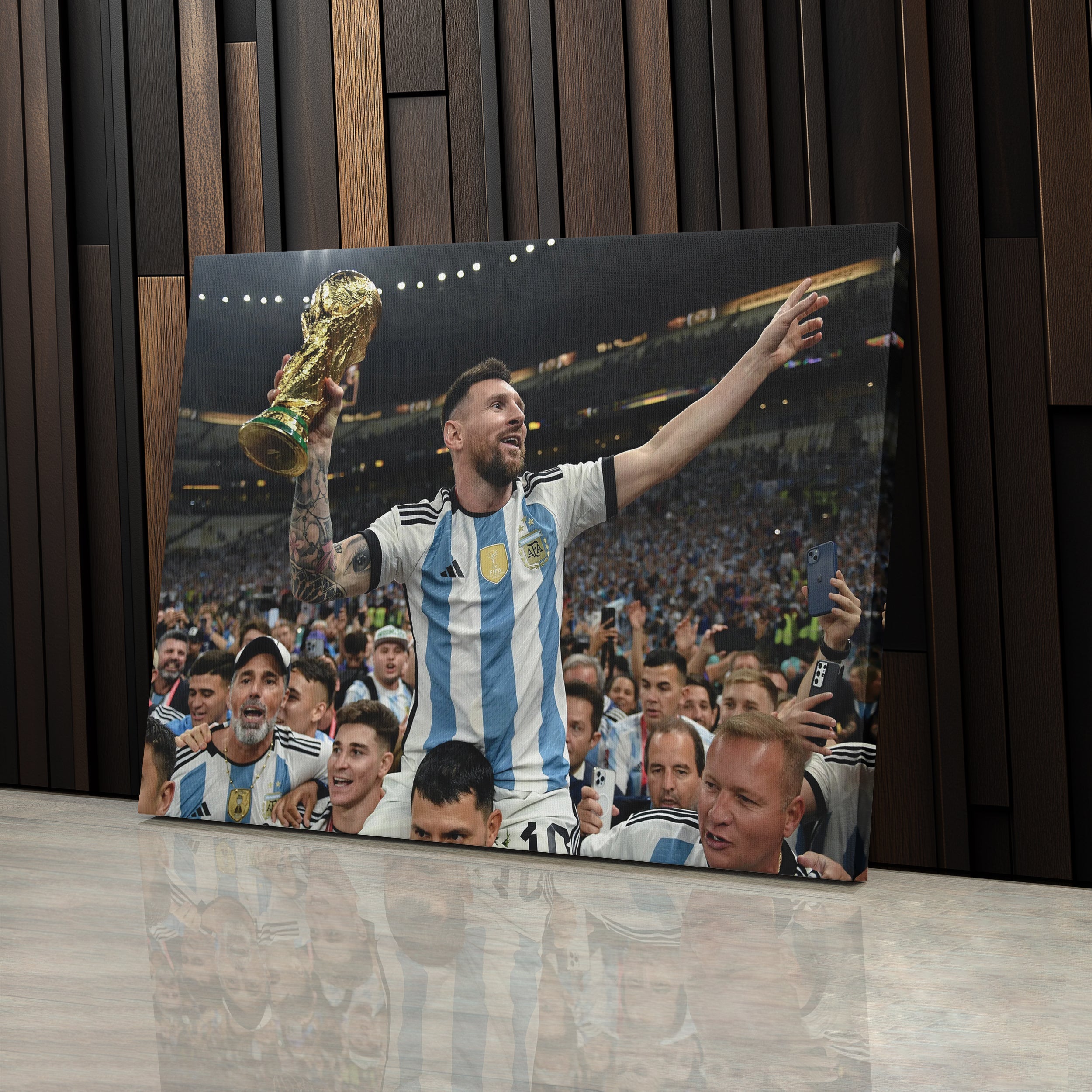 Lionel Messi World Cup Celebration Canvas Art Soccer Wall Decor Poster