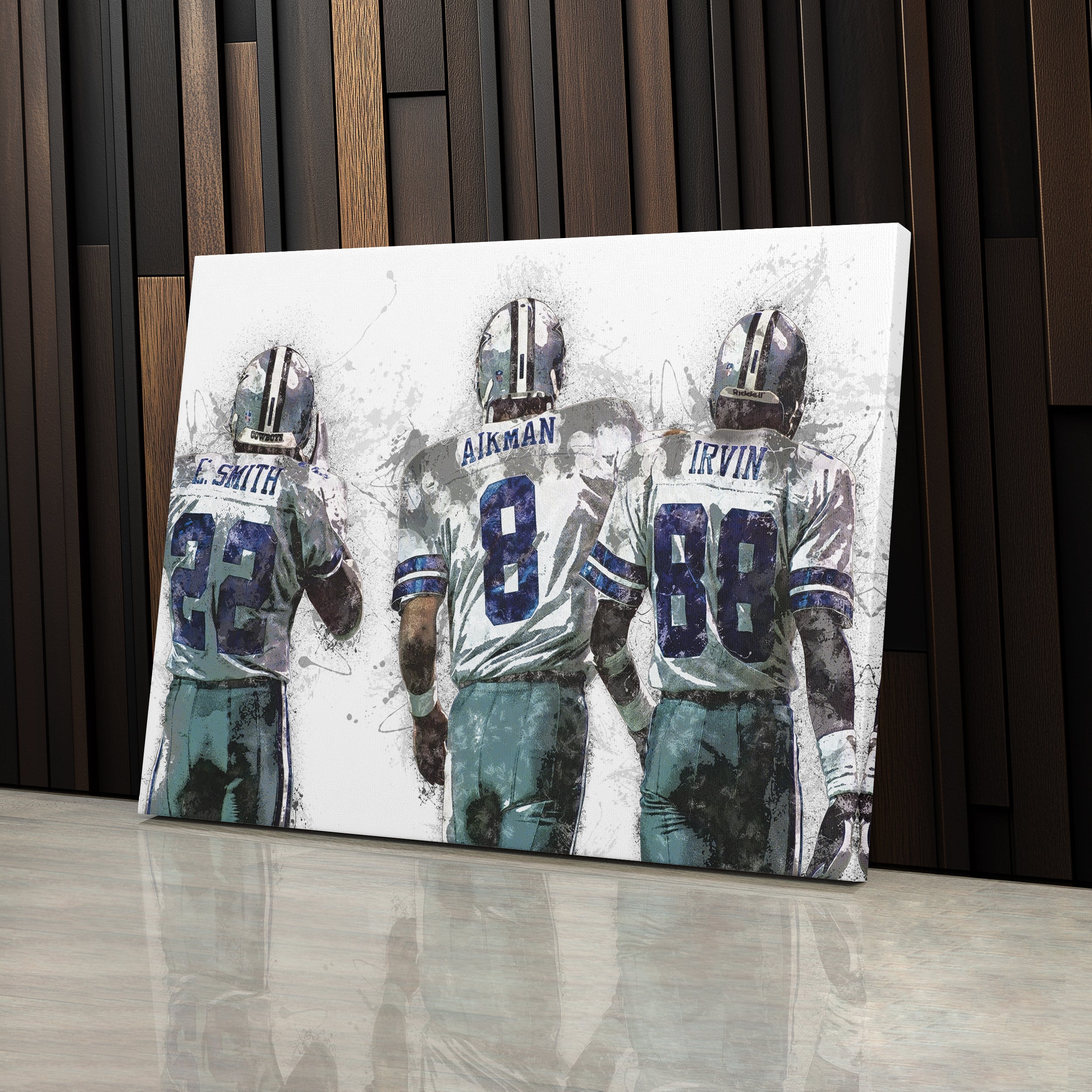 Troy Aikman, Michael Irvin & Emmitt Smith Canvas Art - Dallas Cowboys Wall Decor
