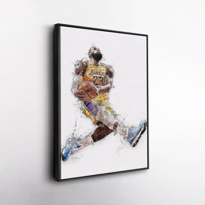 LeBron James Dunk Canvas Art – Los Angeles Lakers Wall Decor