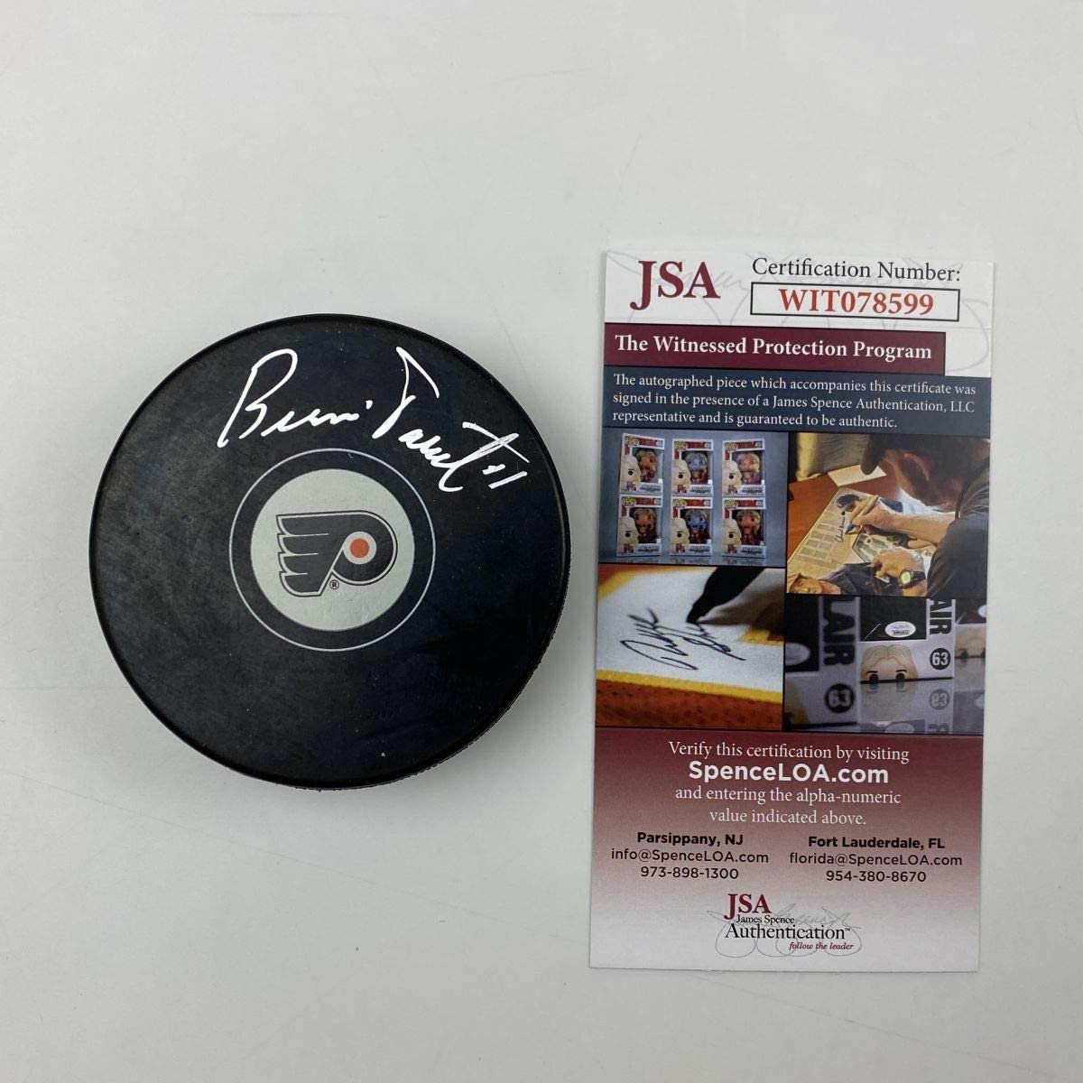 Autographed Bernie Parent Philadelphia Flyers Logo Hockey Puck