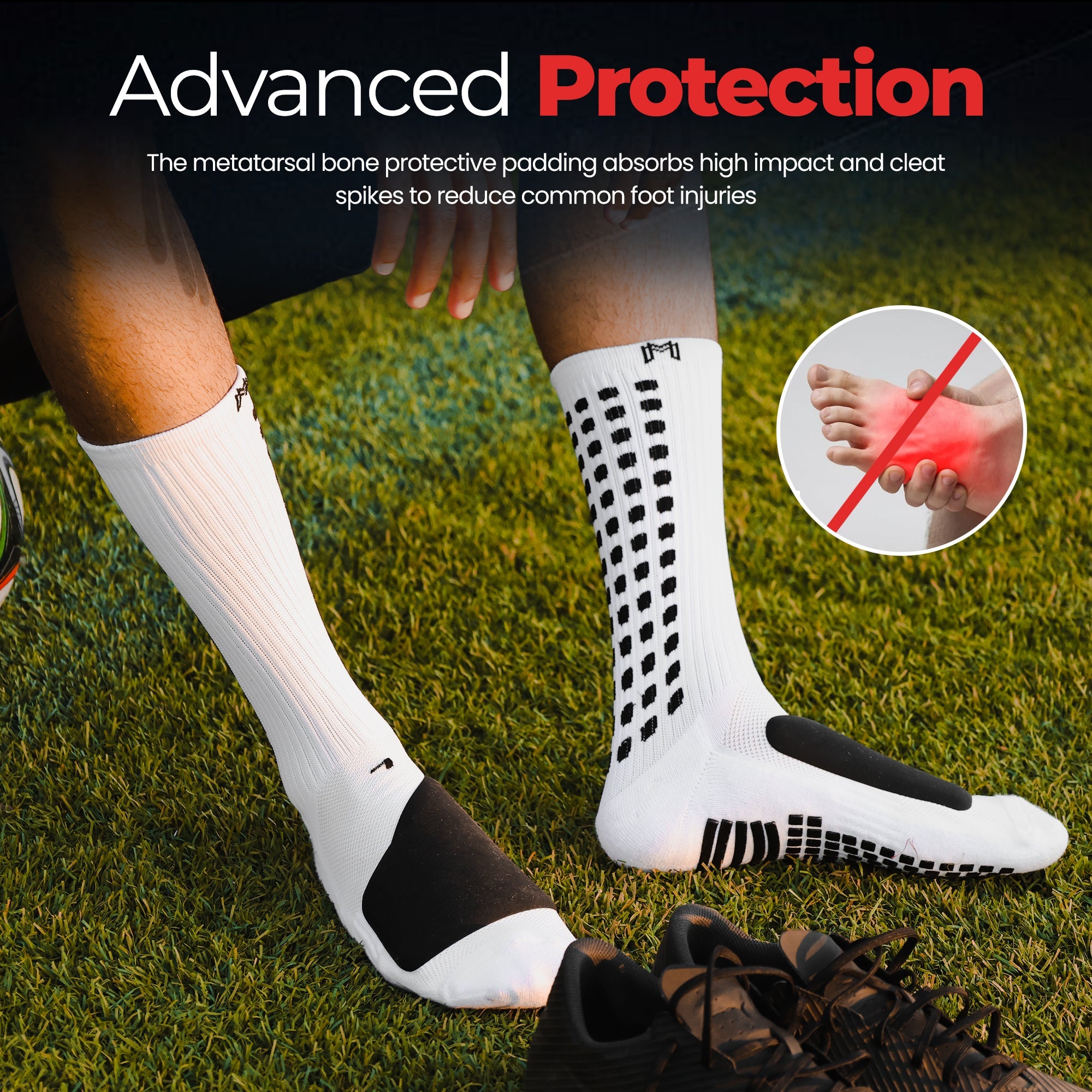 MediCaptain Padded Grip Socks with Foot Protection (Midcalf Length)