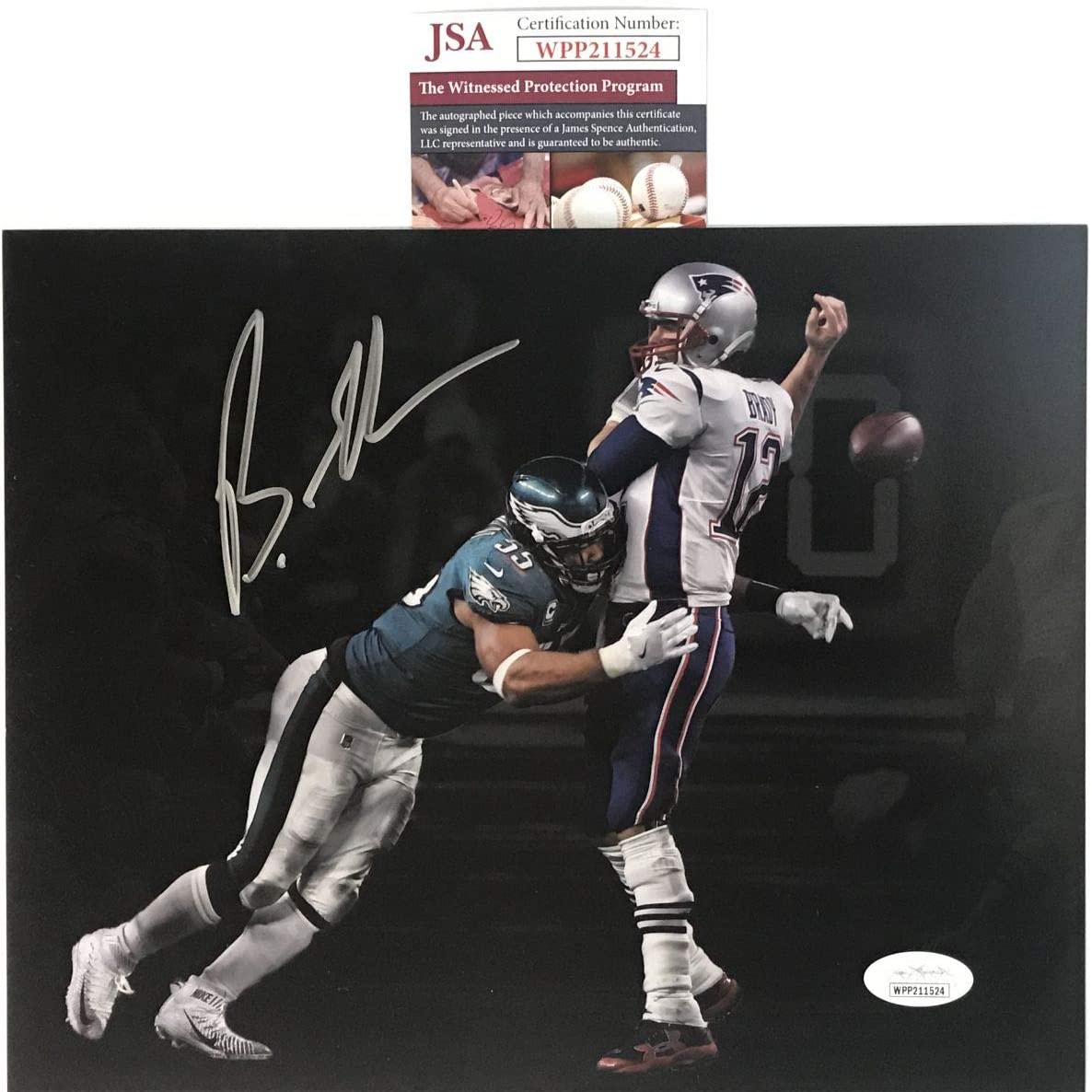 Autographed Philadelphia Eagles Brandon Graham Winning Strip Sack Fumble vs. Tom Brady Super Bowl LII 52 Champions 8x10 Football Photo