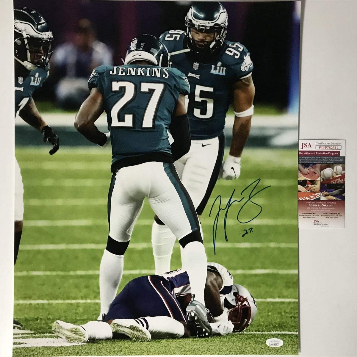 Autographed Philadelphia Eagles Malcolm Jenkins Super Bowl LII 52 Hit Champions Photo