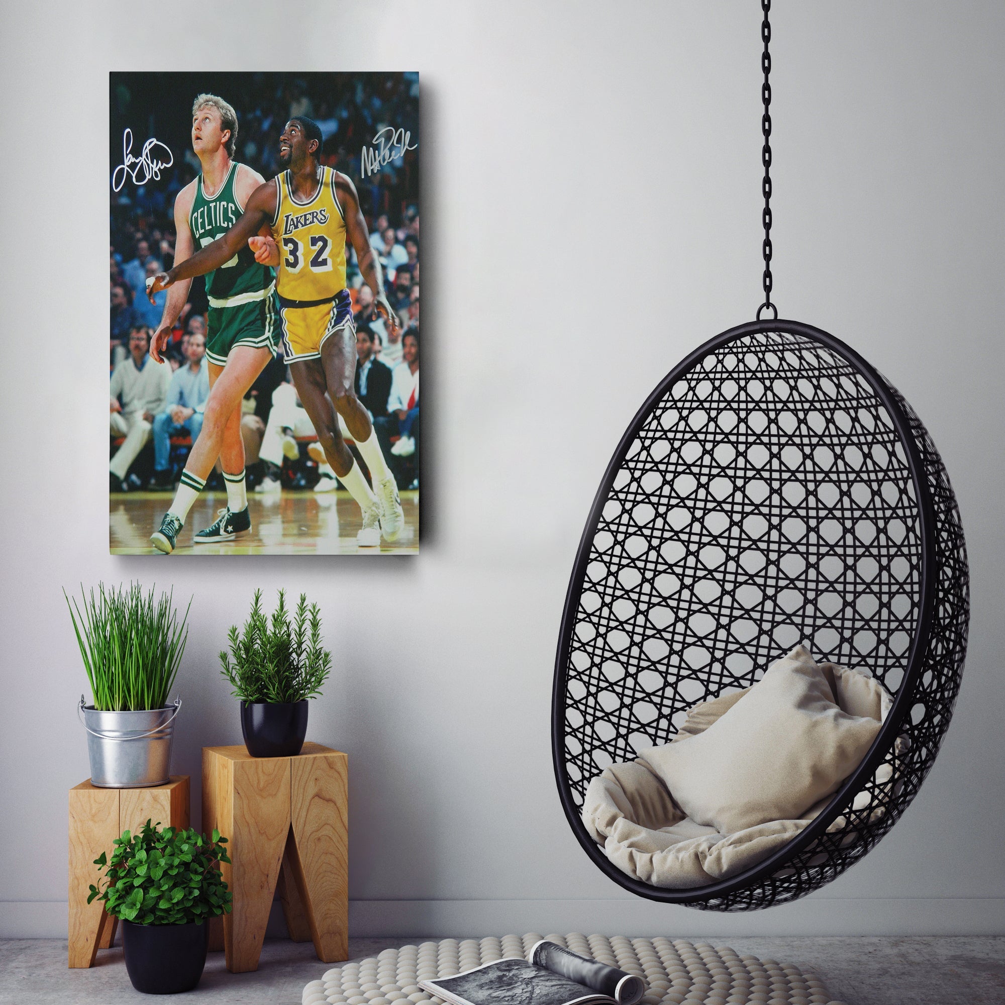 Larry Bird & Magic Johnson Canvas Wall Art