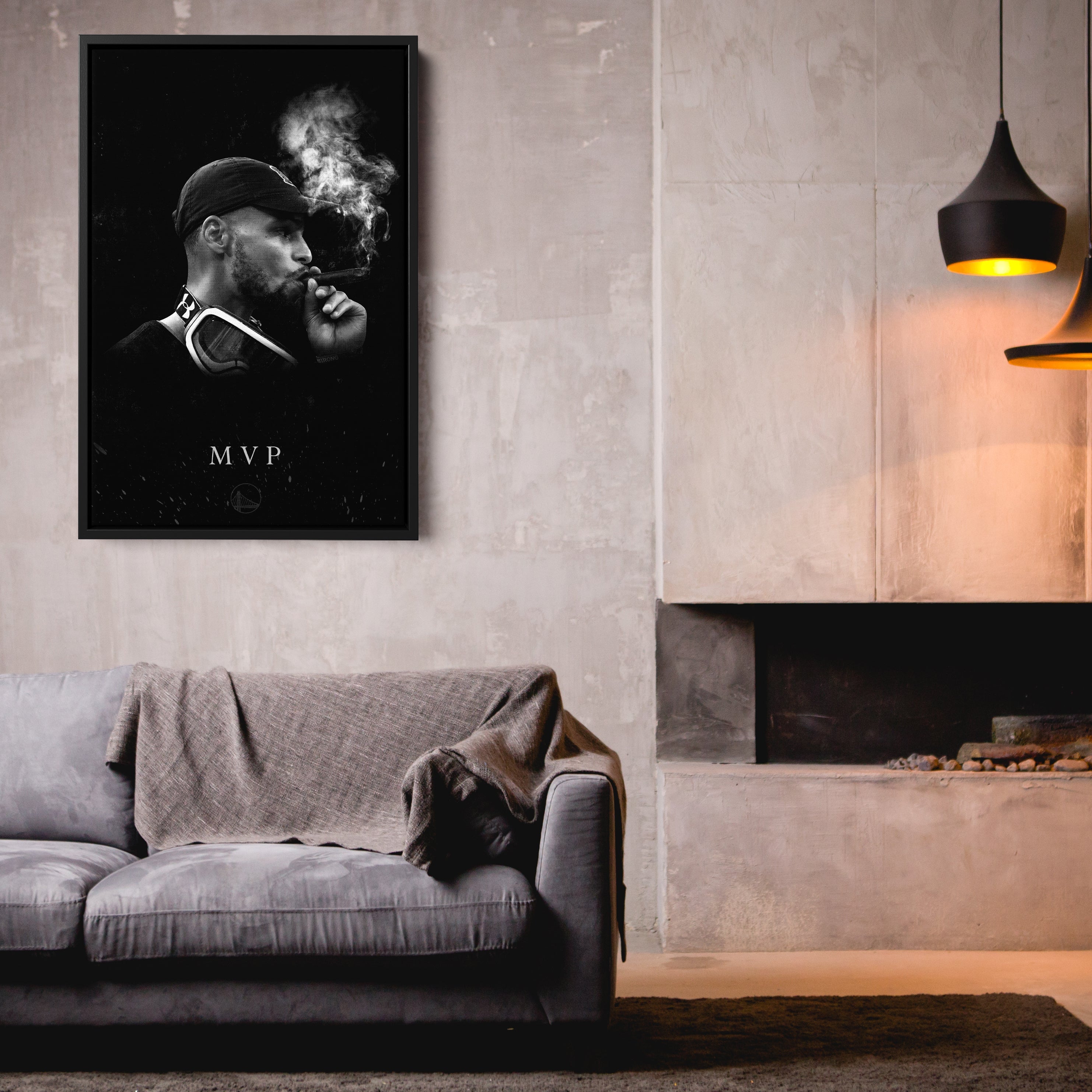 Stephen Curry Cigar NBA Champion Canvas Wall Art