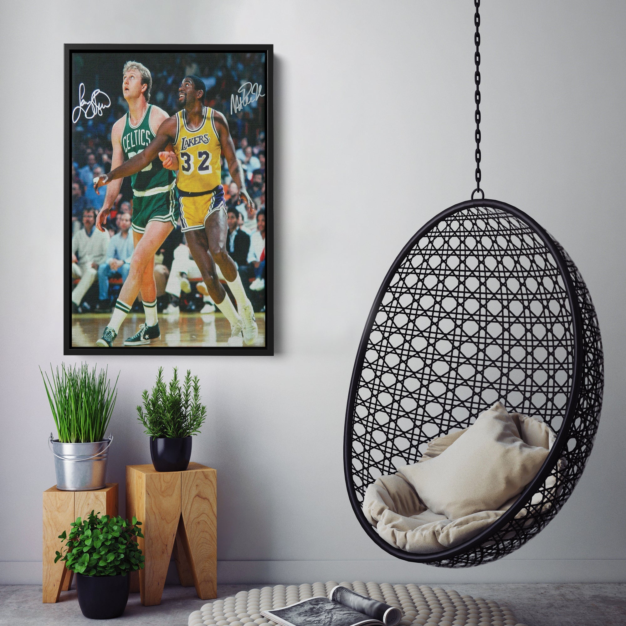 Larry Bird & Magic Johnson Canvas Wall Art