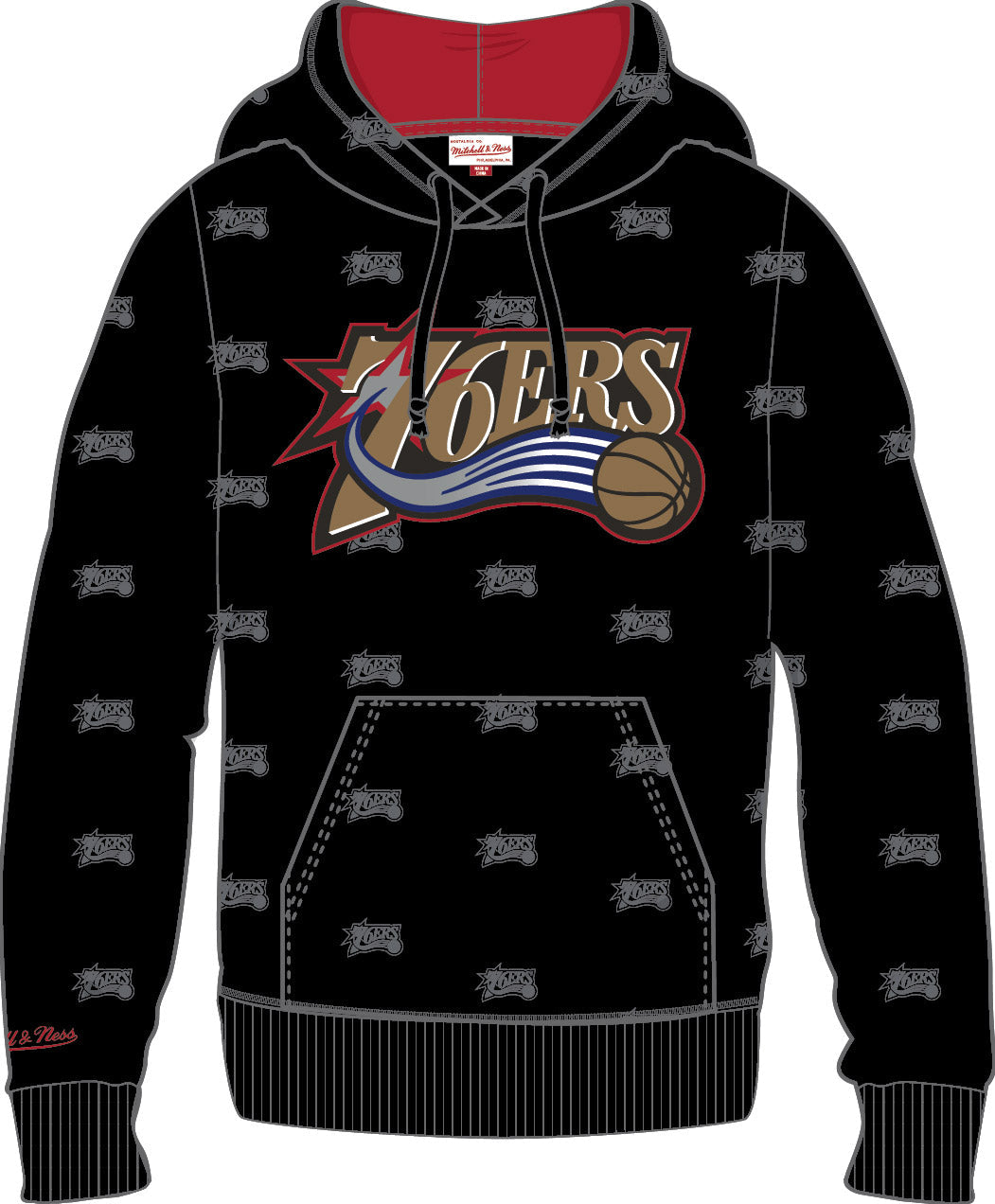 Philadelphia 76ers All Over Print Fleece Hoodie