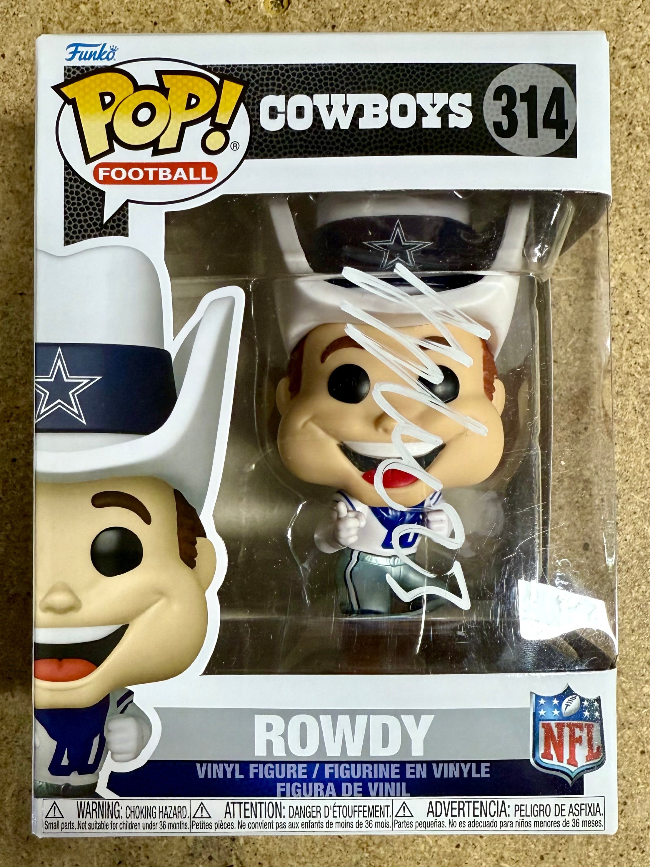 Autographed Jaydon Blue Signed NFL Dallas Cowboys Mascot Rowdy Funko Pop! #314