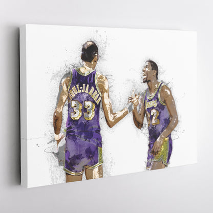 Magic Johnson & Kareem Abdul-Jabbar Canvas Art – Los Angeles Lakers Wall Decor