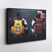 Michael Jordan & LeBron James Lakers vs Bulls Canvas Wall Art