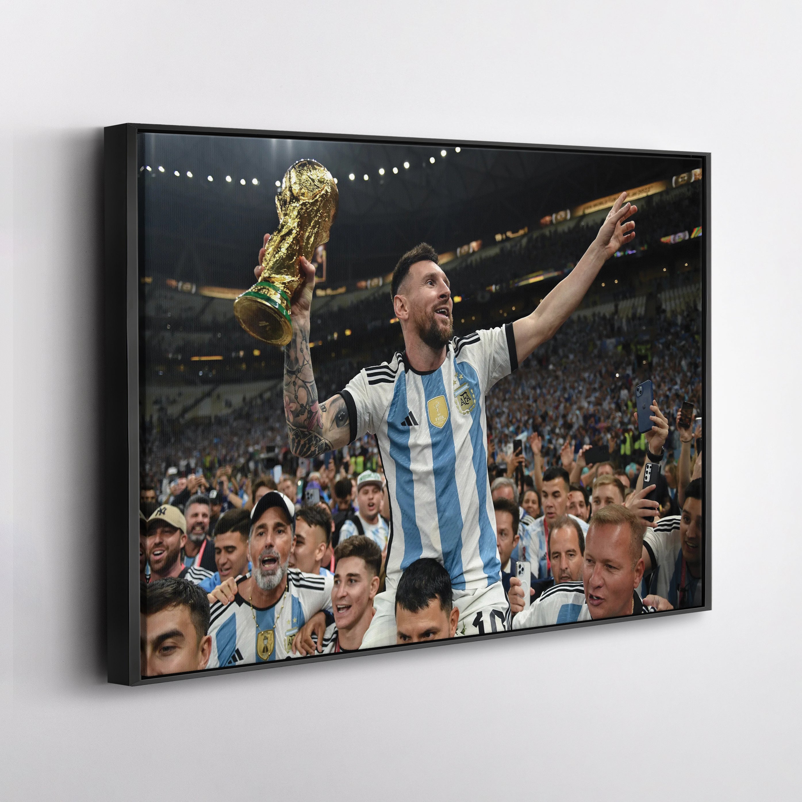 Lionel Messi World Cup Celebration Canvas Art Soccer Wall Decor Poster