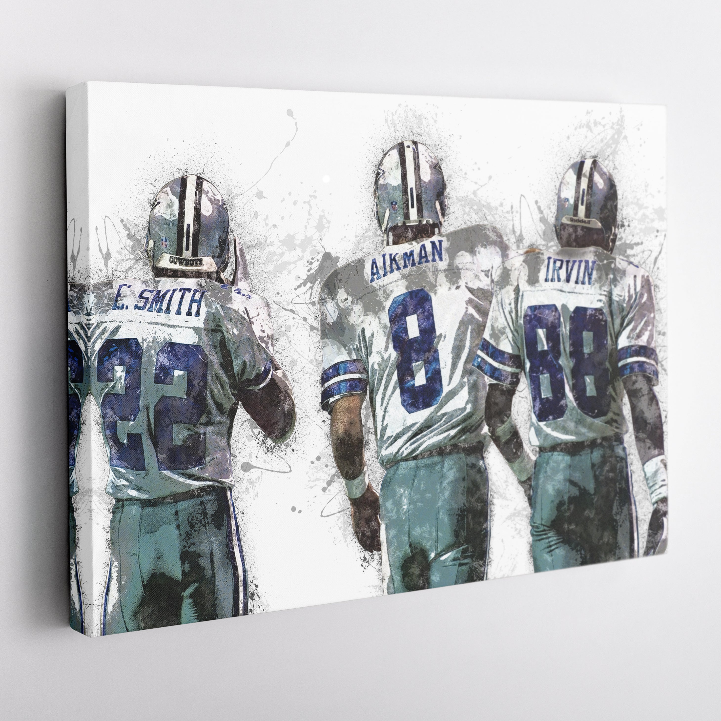 Troy Aikman, Michael Irvin & Emmitt Smith Canvas Art - Dallas Cowboys Wall Decor