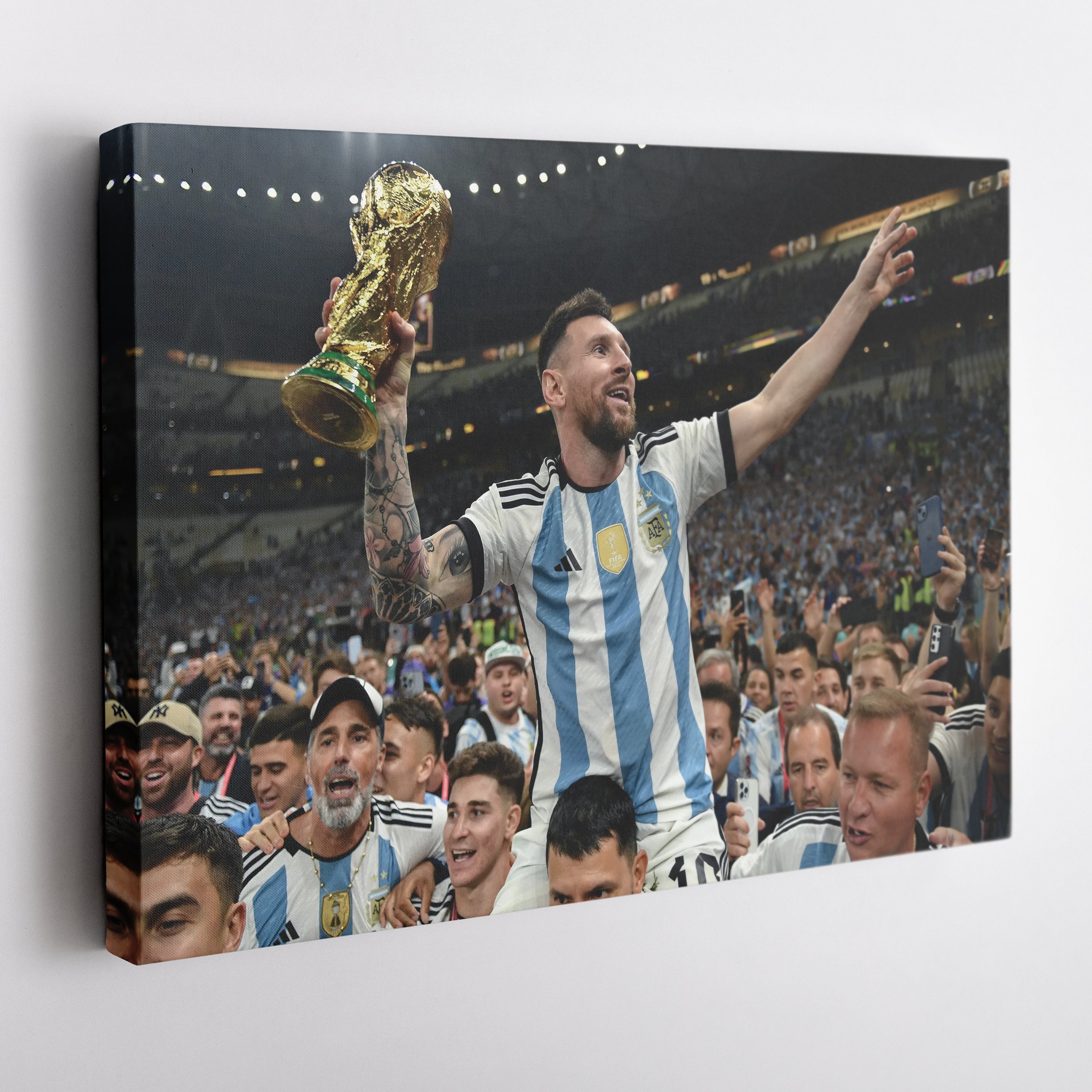 Lionel Messi World Cup Celebration Canvas Art Soccer Wall Decor Poster