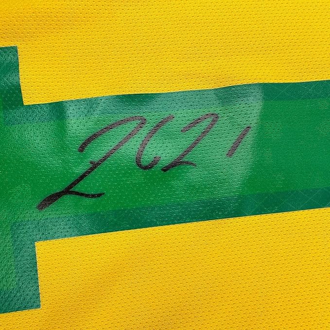 Autographed Rodrygo Silva de Goes 35x39 Brazil Yellow Soccer World Cup Jersey