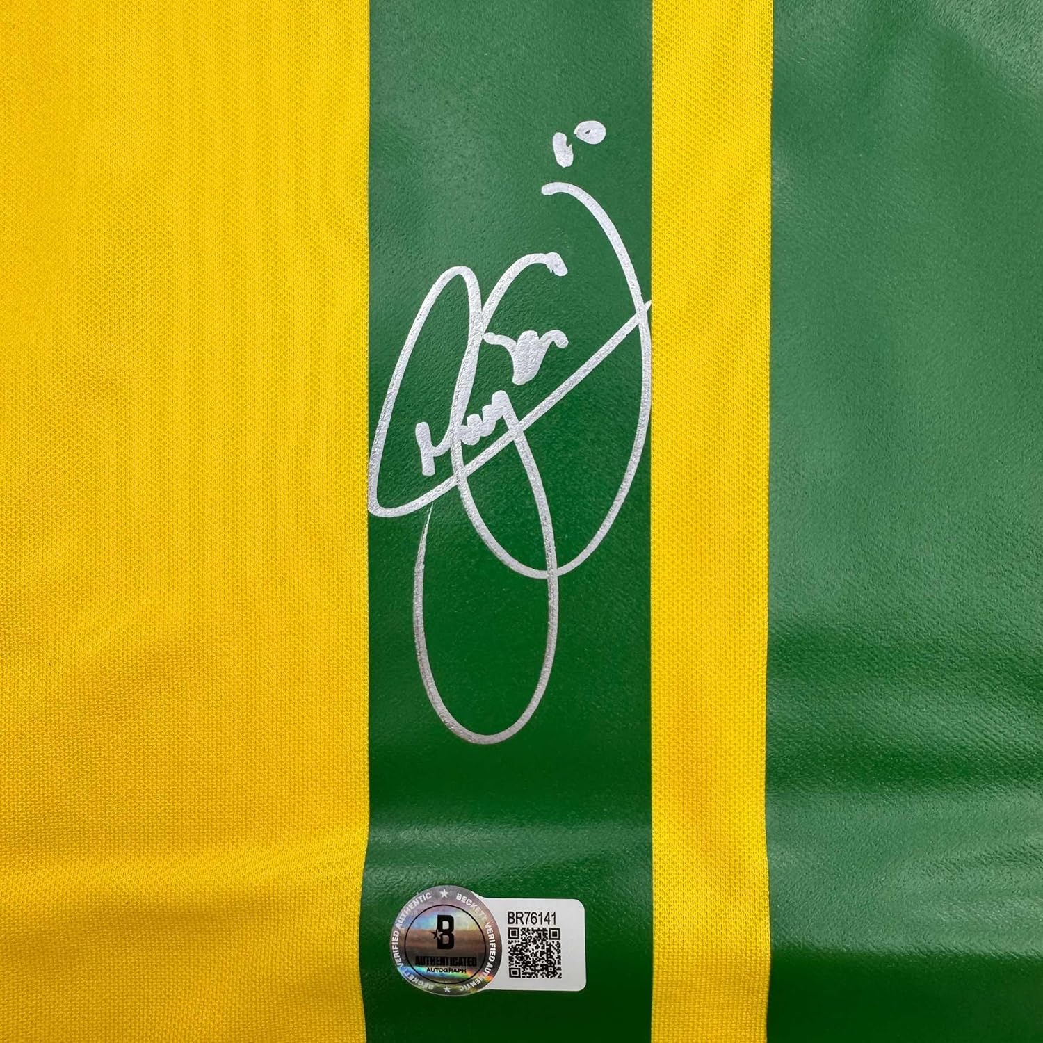 Framed Autographed/Signed Neymar Jr. 35x39 Brazil Soccer Futbol Jersey Beckett BAS COA