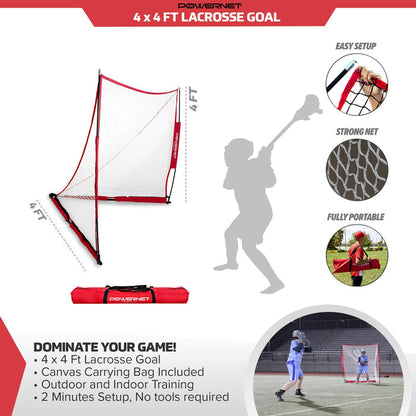 Portable Lacrosse 4x4x4 foot Goal to Train Anywhere
