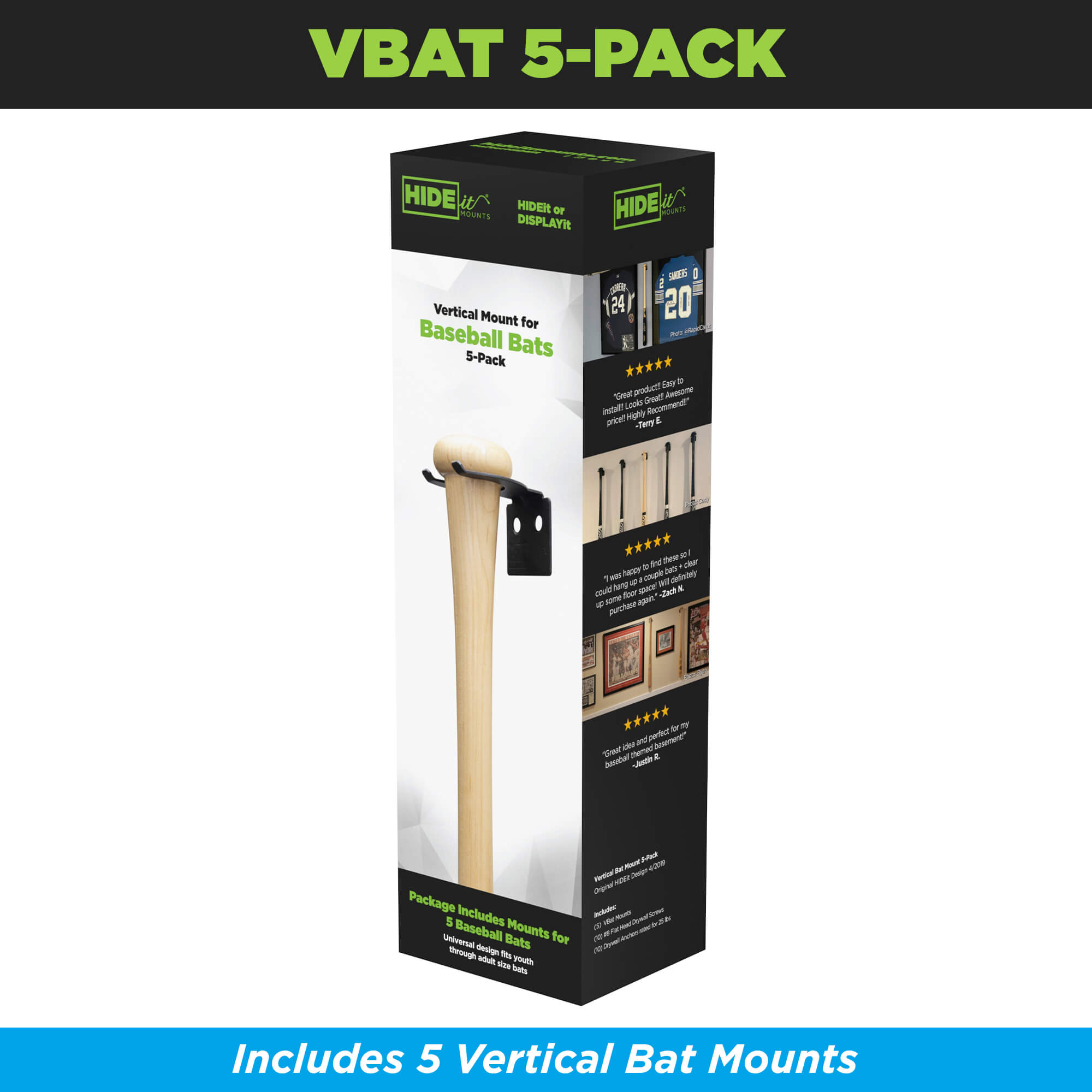 HIDEit Vertical Baseball Bat Mount