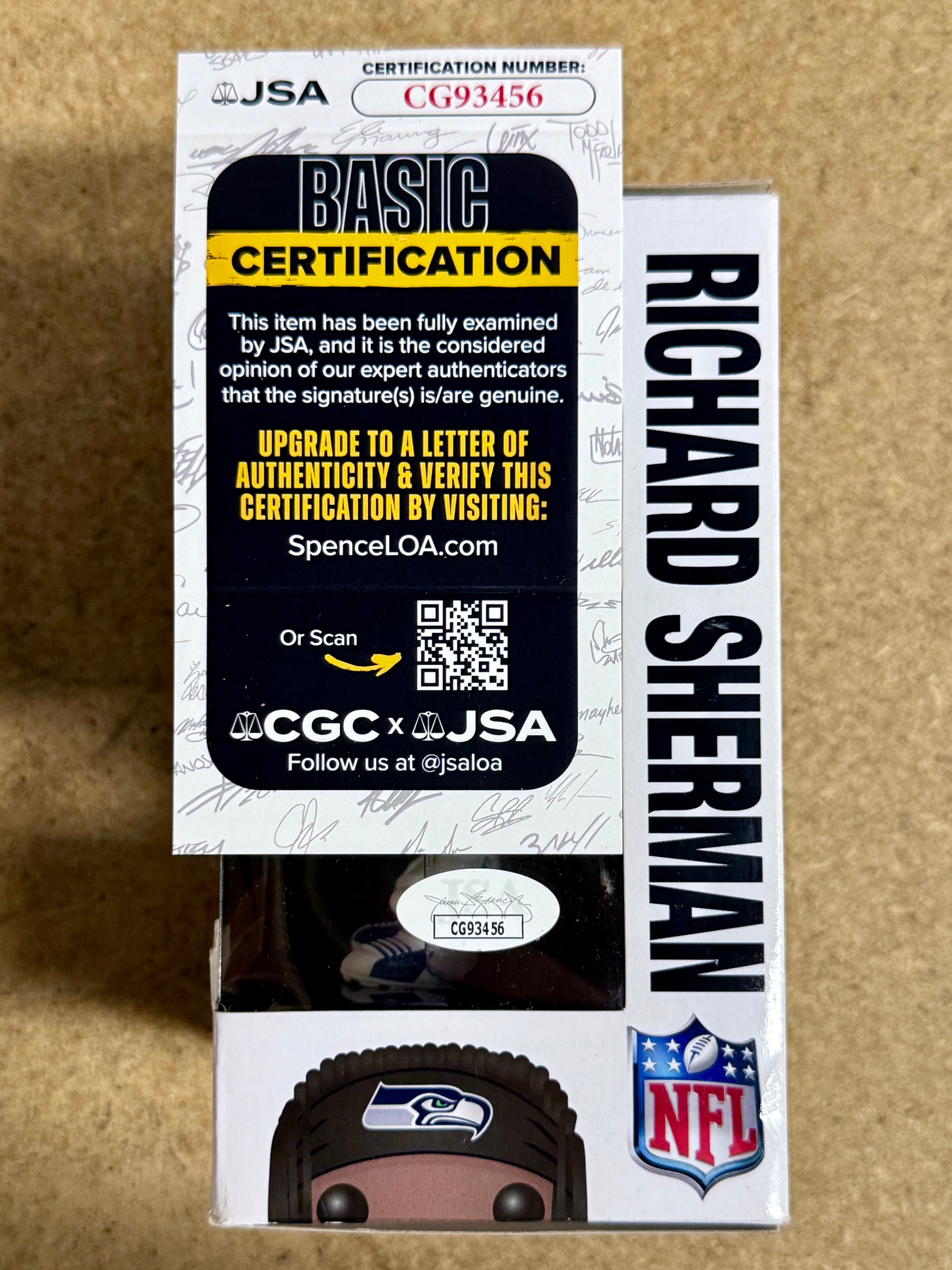 Richard Sherman Signed NFL Seattle Seahawks Vaulted Funko POP! #61