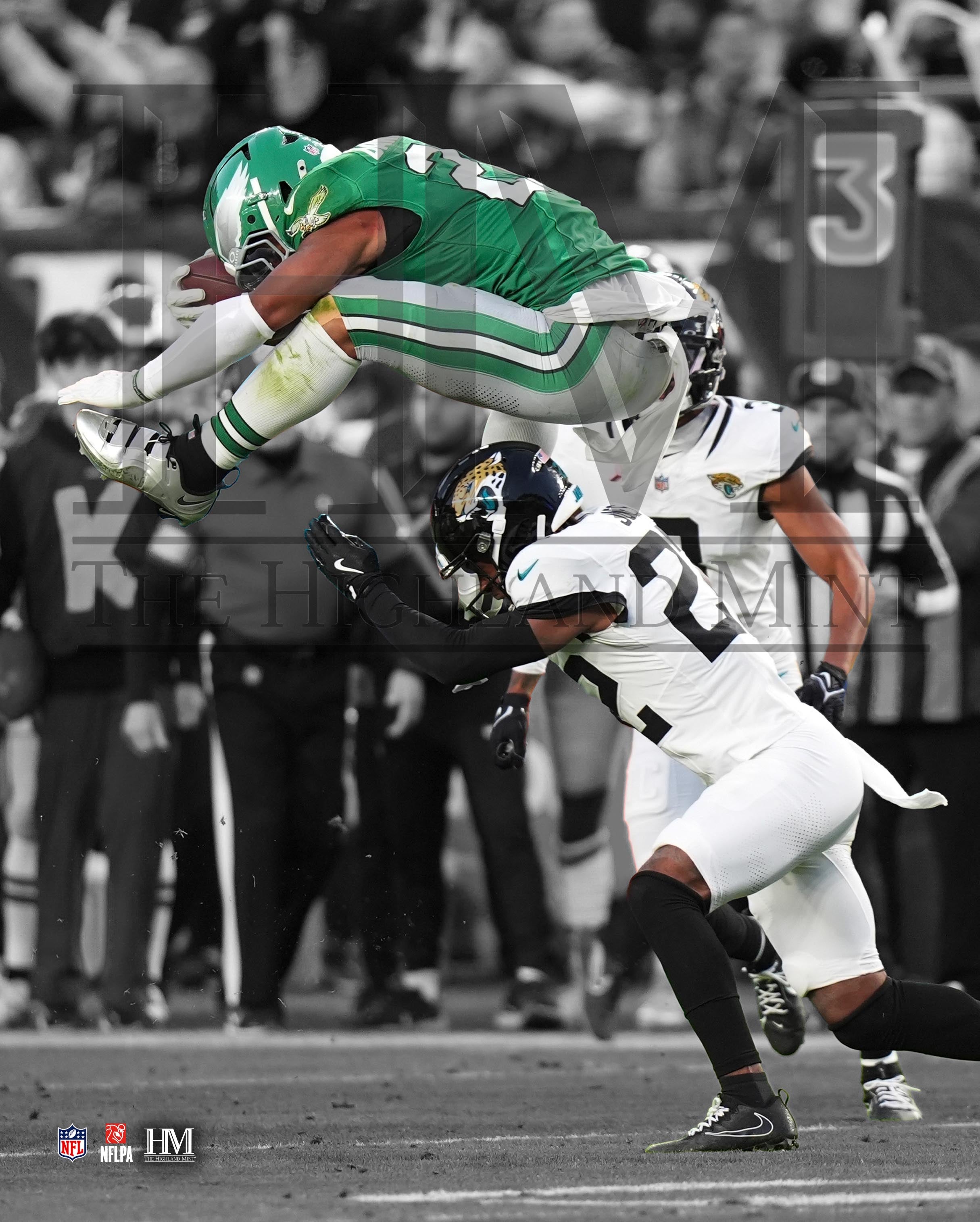 Philadelphia Eagles Saquon Barkley Reverse Hurdle Football Photo