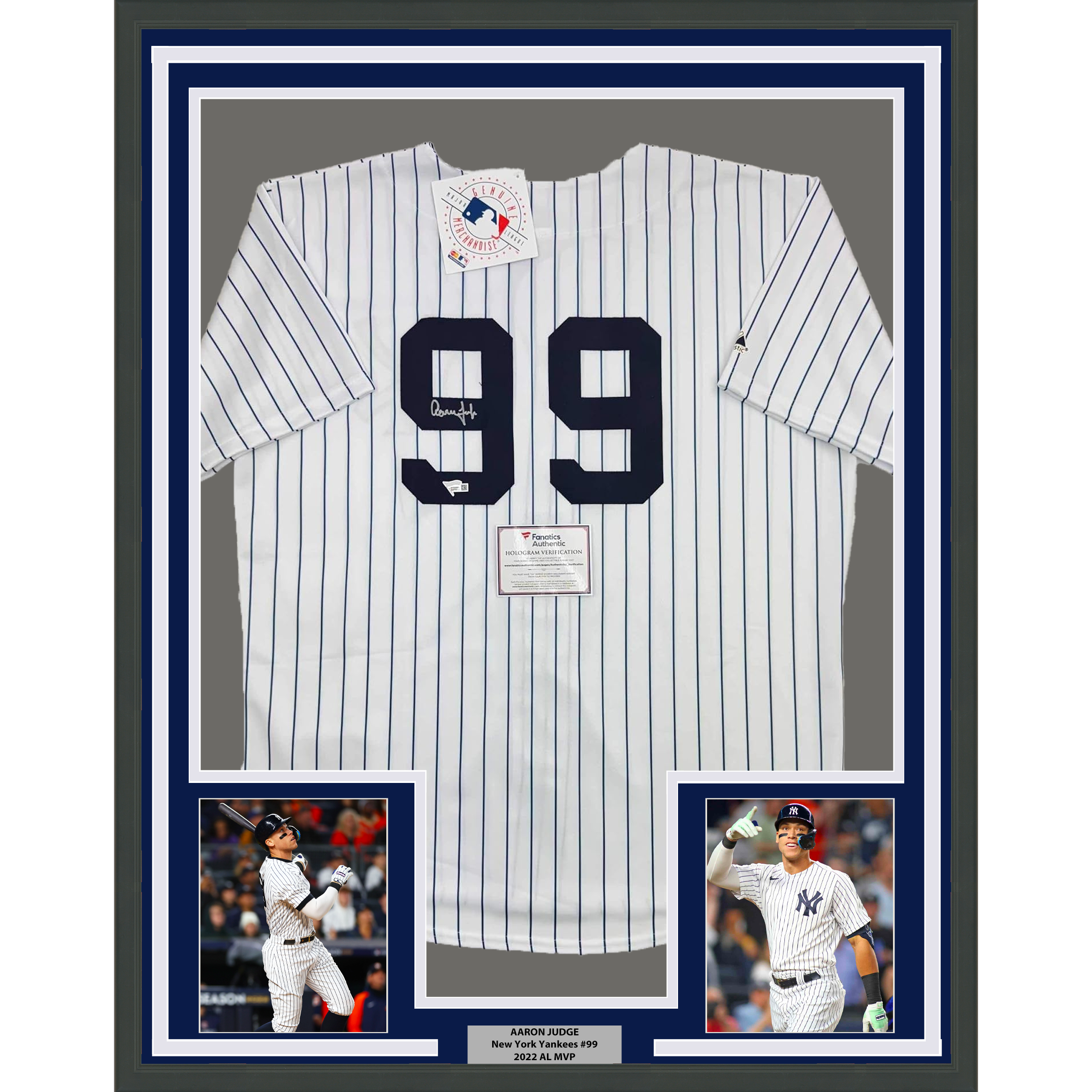 Autographed New York Yankees Aaron Judge Authentic Majestic Pinstripe Baseball Jersey