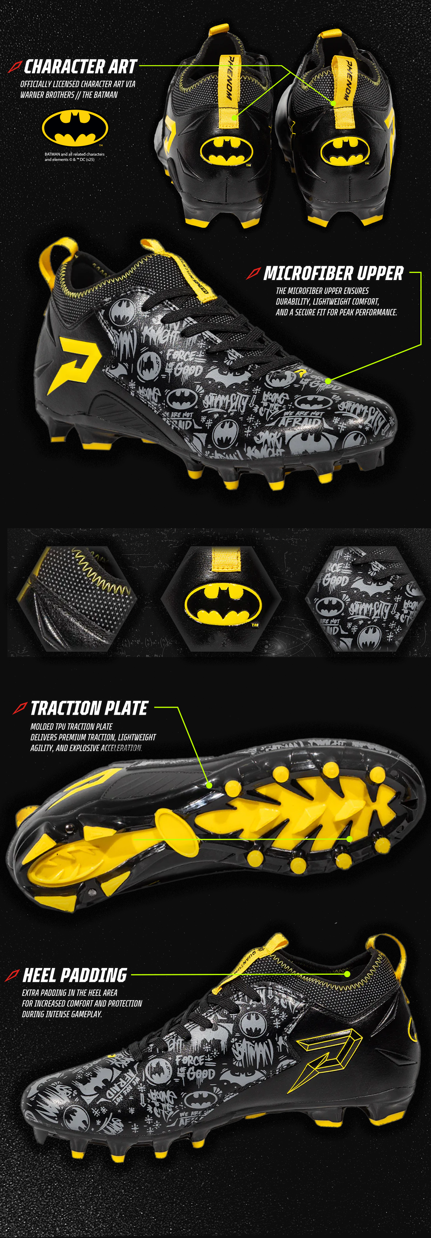 Quantum Speed Batman Football Cleats