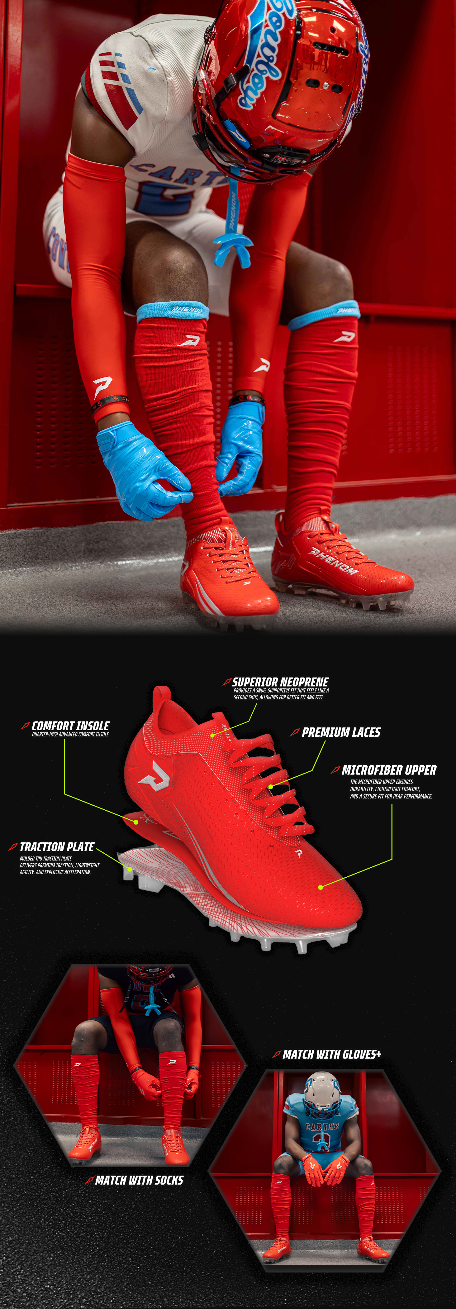 Quantum Speed Red Football Cleats
