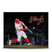 Austin Hays Blackout Swing Autographed Philadelphia Phillies 11" x 14" Baseball Photo