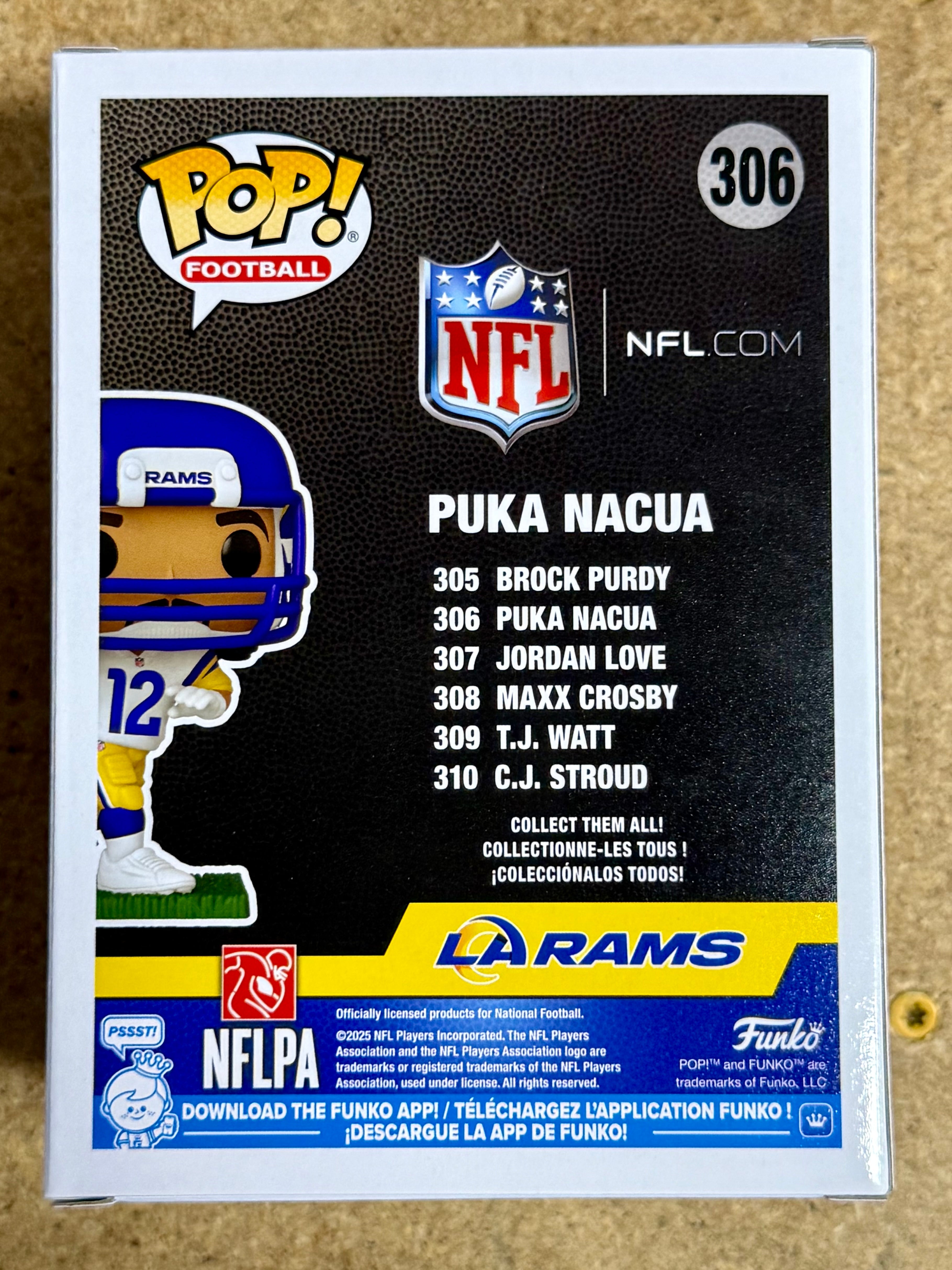 Funko POP! Football Puka Nacua #306 NFL Los Angeles Rams 2025 BYU Washington State