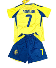 Ronaldo Yellow Al Nassr Kids Away Soccer Jersey Kit Youth Toddler Sizes