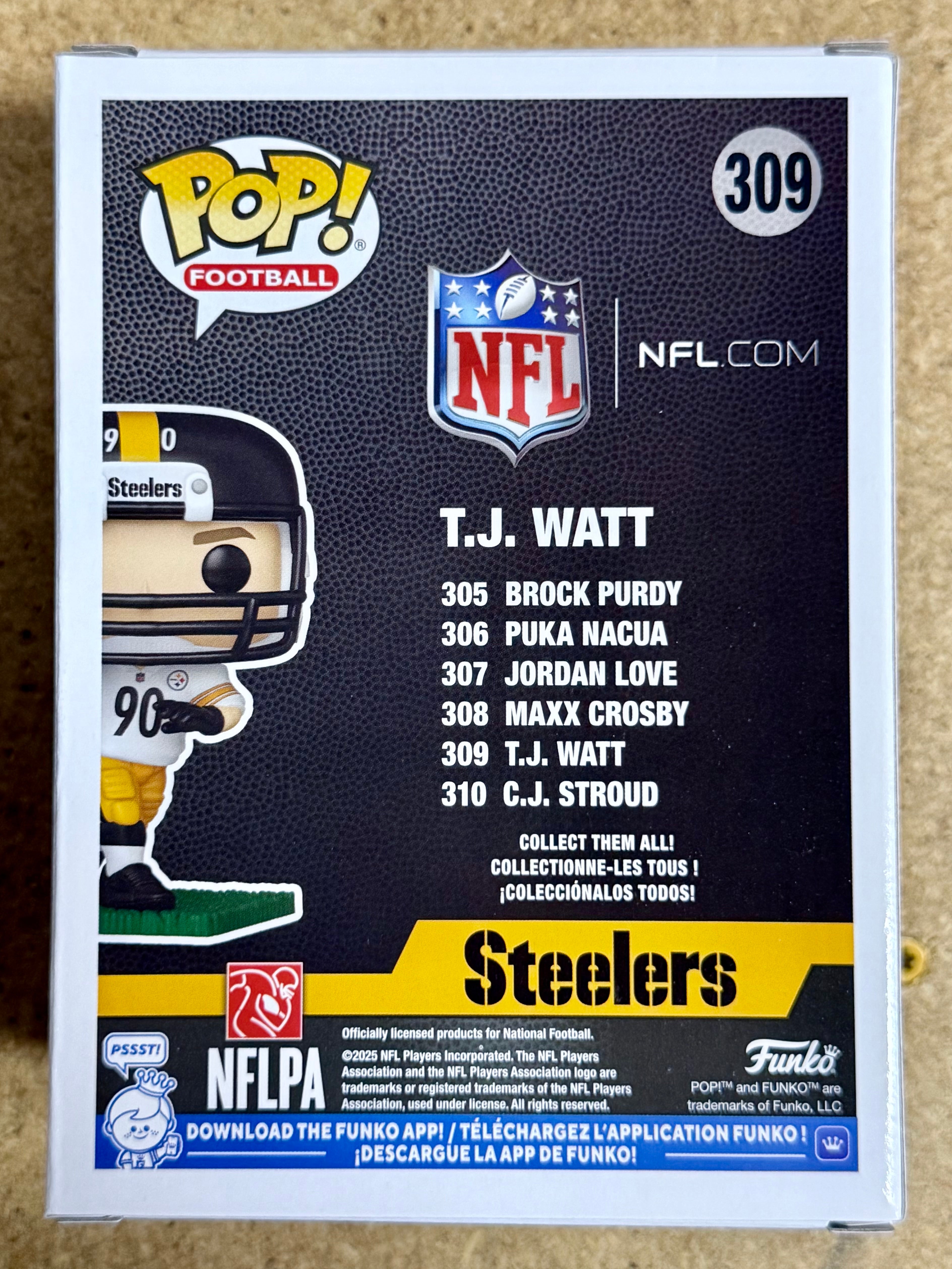 Funko POP! Football TJ Watt #309 NFL Pittsburgh Steelers 2025 DPOY 2021