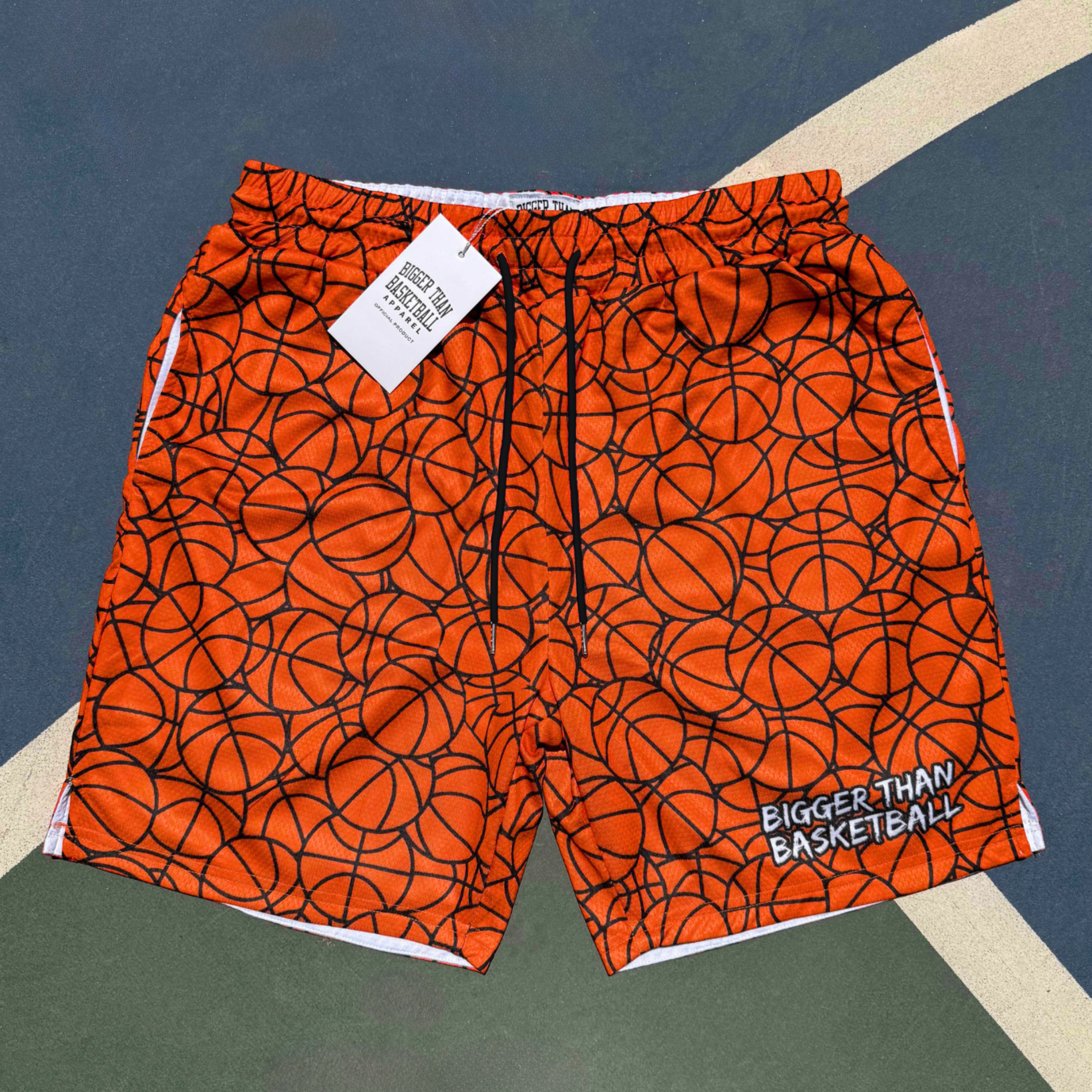 Basketball Pattern Orange Shorts