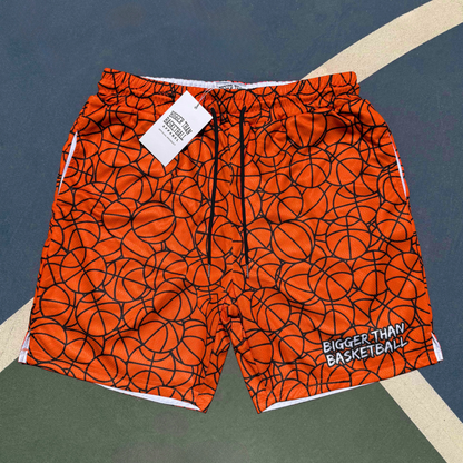Basketball Pattern Orange Shorts