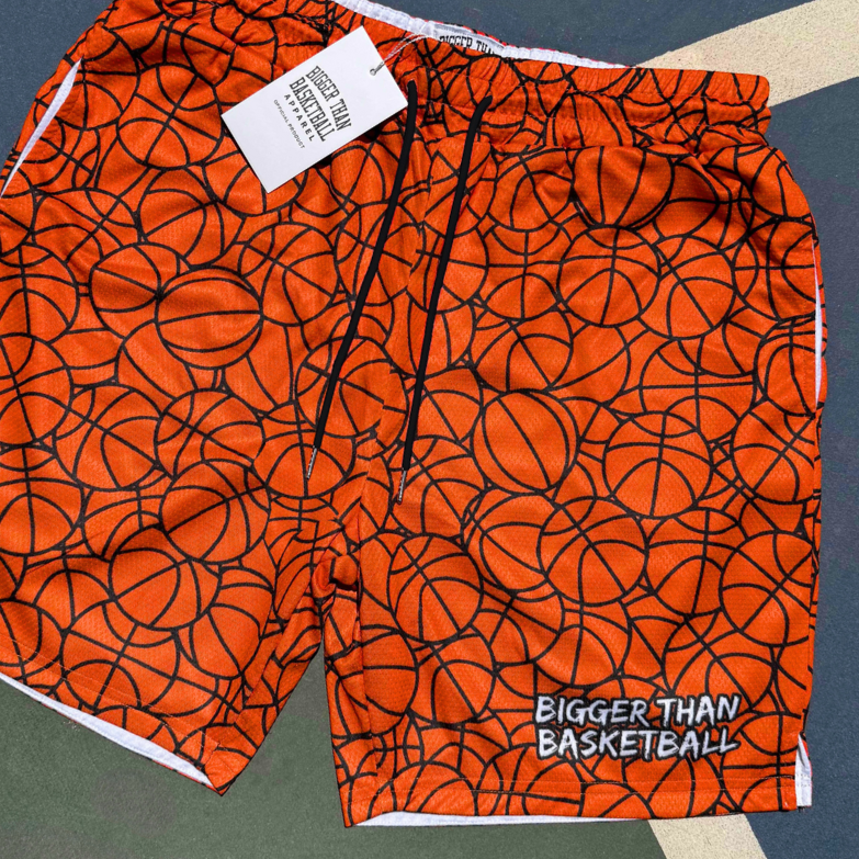 Basketball Pattern Orange Shorts