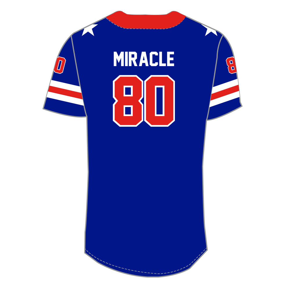 USA 1980 Miracle Embroidered Cotton Blue Baseball Jersey