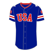 USA 1980 Miracle Embroidered Cotton Blue Baseball Jersey