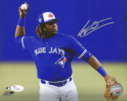 Autographed Toronto Blue Jays Vladimir Guerrero Jr. Fielding Baseball Photo
