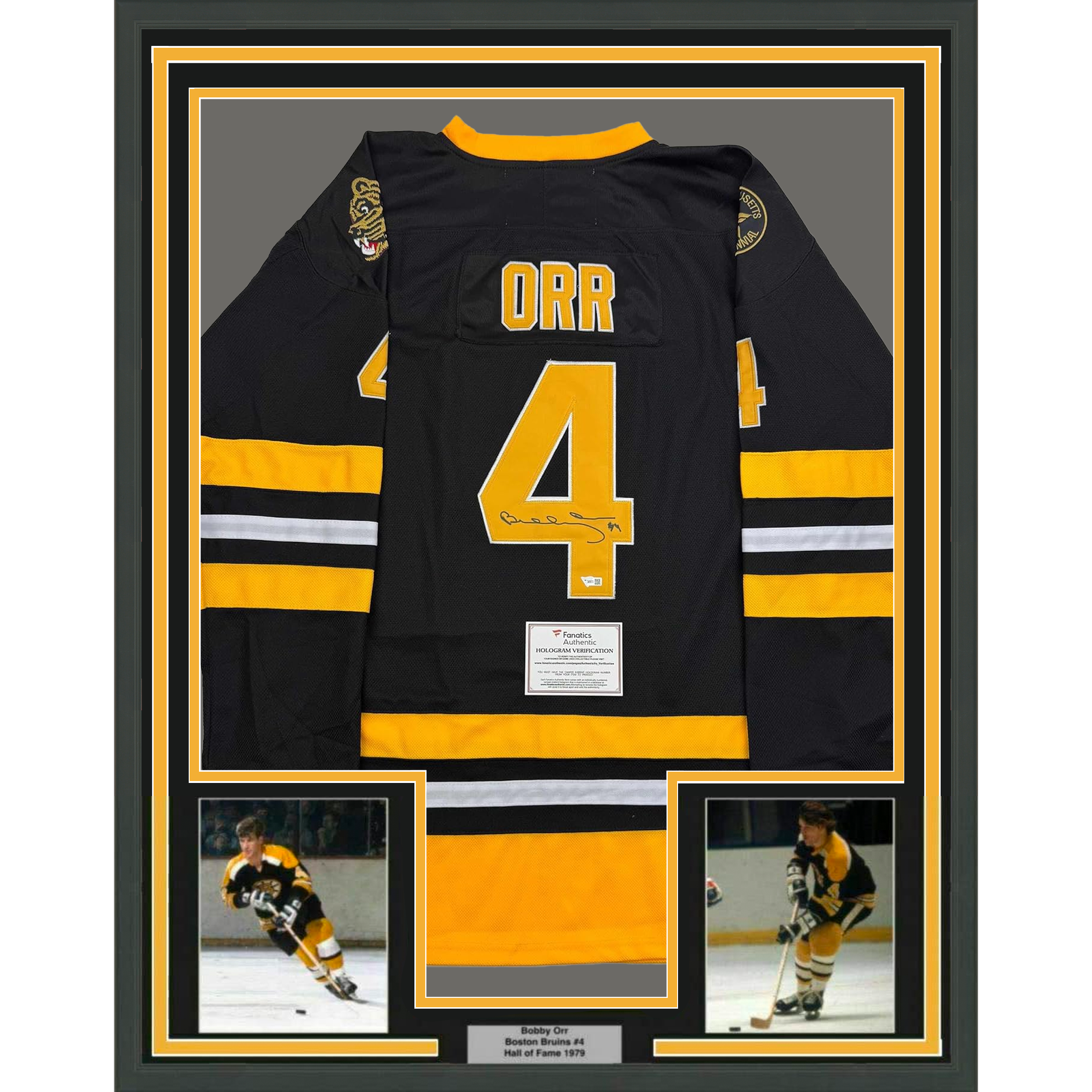 Autographed Bobby Orr 35x39 Boston Bruins Black Hockey Jersey