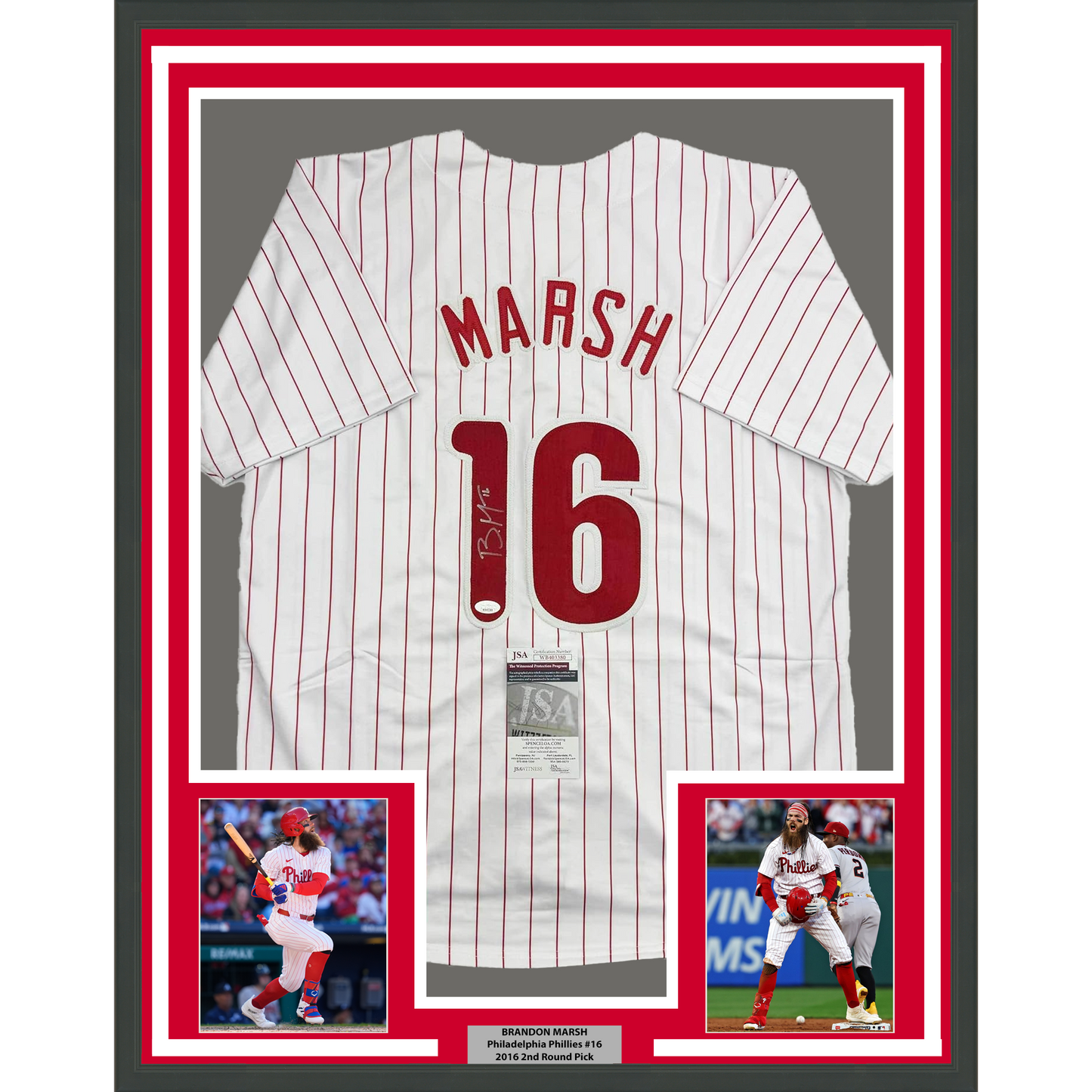 Autographed Philadelphia Phillies Brandon Marsh Framed Baseball Jersey
