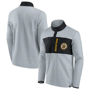 Boston Bruins Omni Polar Fleece Quarter-Snap Jacket - Gray/Black