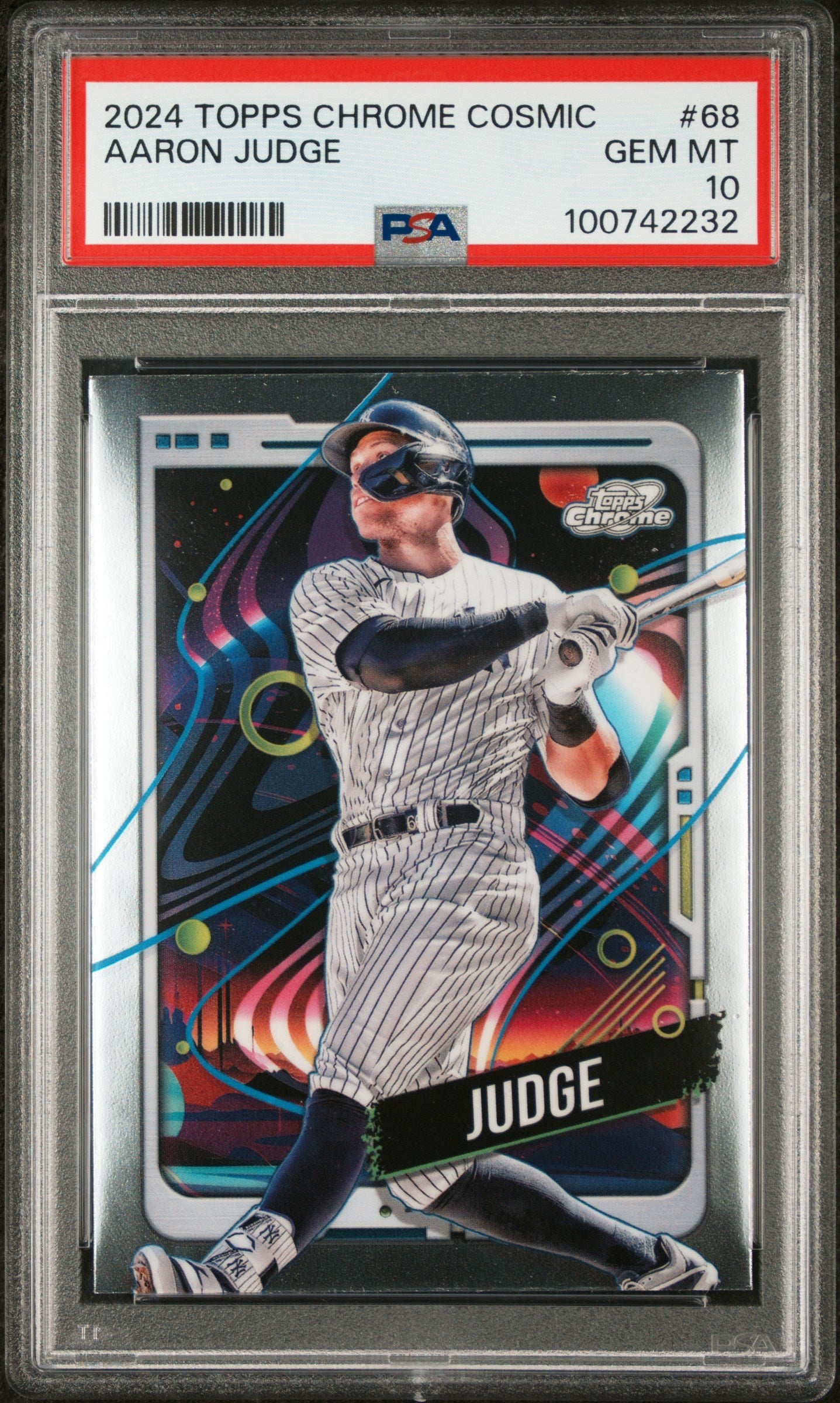 New York Yankees Aaron Judge 2024 Topps Chrome Cosmic #68 Graded Gem Mint Baseball Card