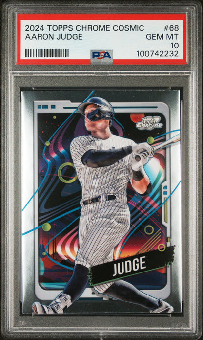New York Yankees Aaron Judge 2024 Topps Chrome Cosmic #68 Graded Gem Mint Baseball Card