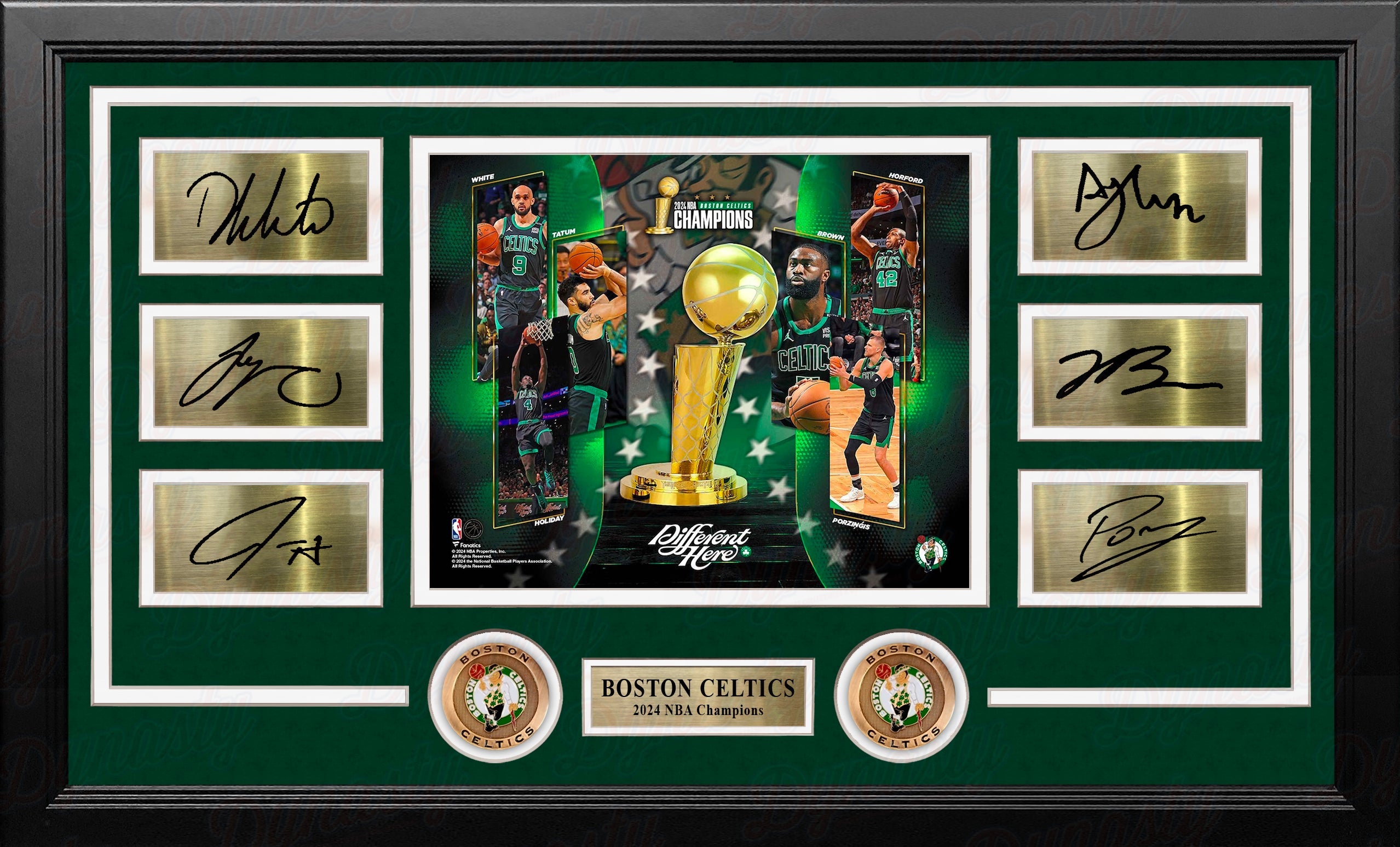 Autographed Boston Celtics 2024 NBA Champions 8" x 10" Framed Basketball Collage Photo