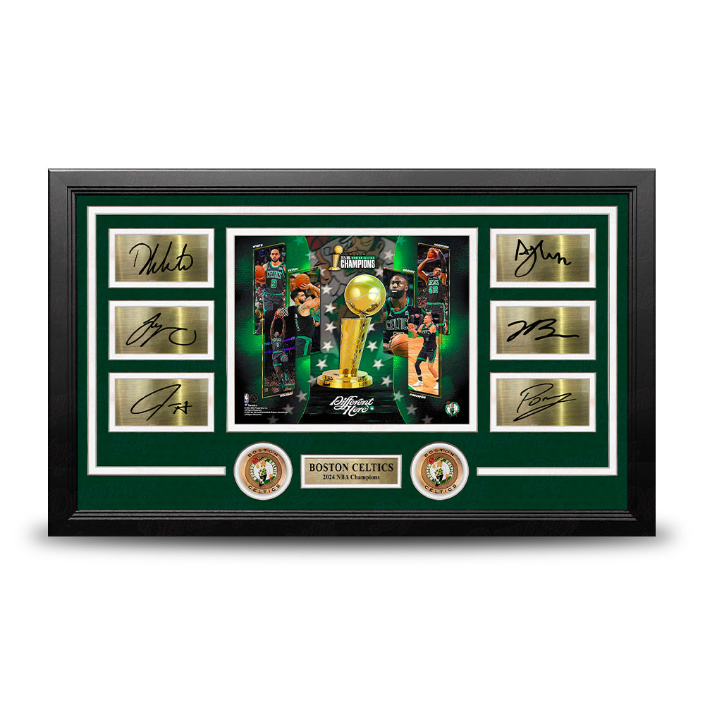 Autographed Boston Celtics 2024 NBA Champions 8" x 10" Framed Basketball Collage Photo