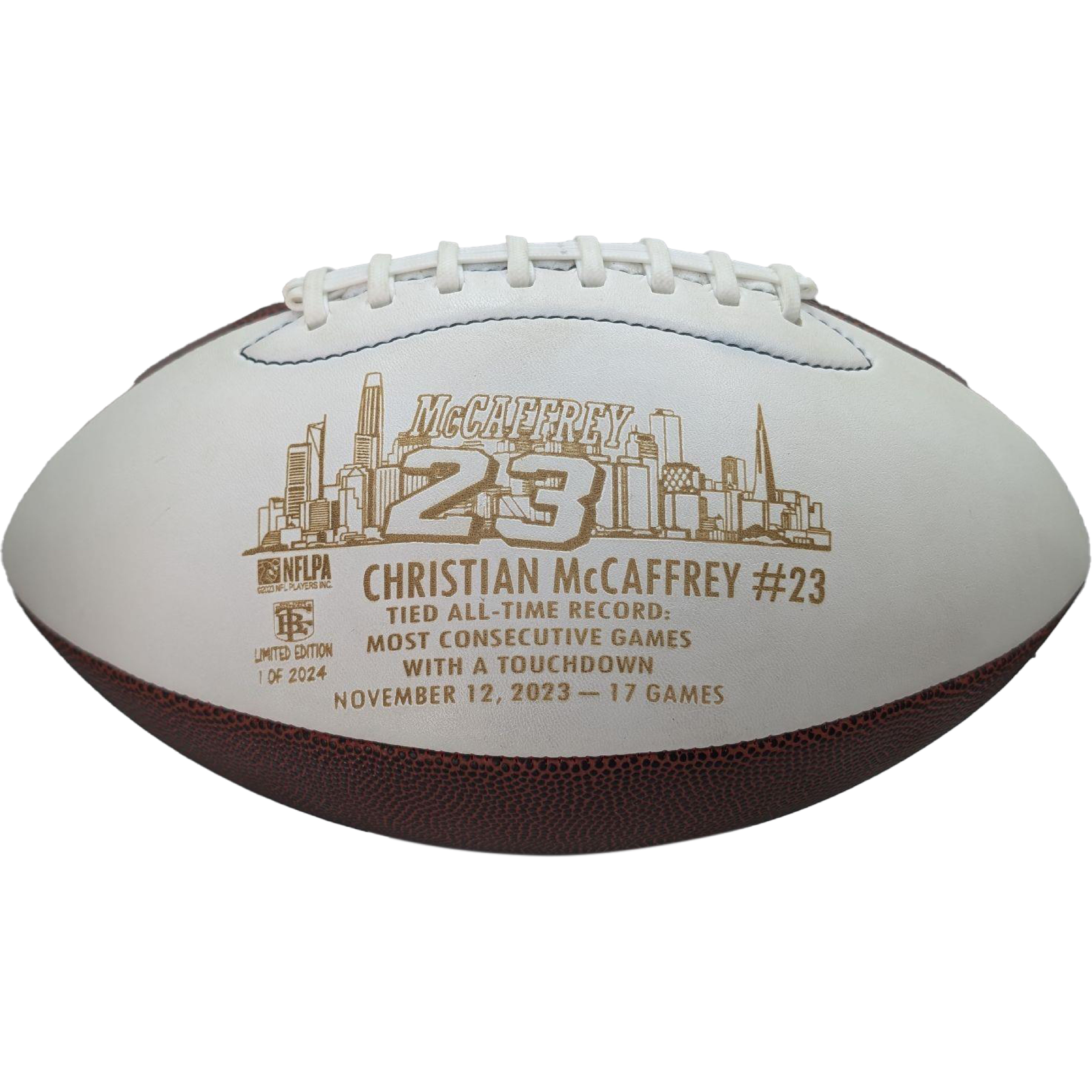 Christian McCaffrey Rushing Champion & TD Record Laser Engraved Football