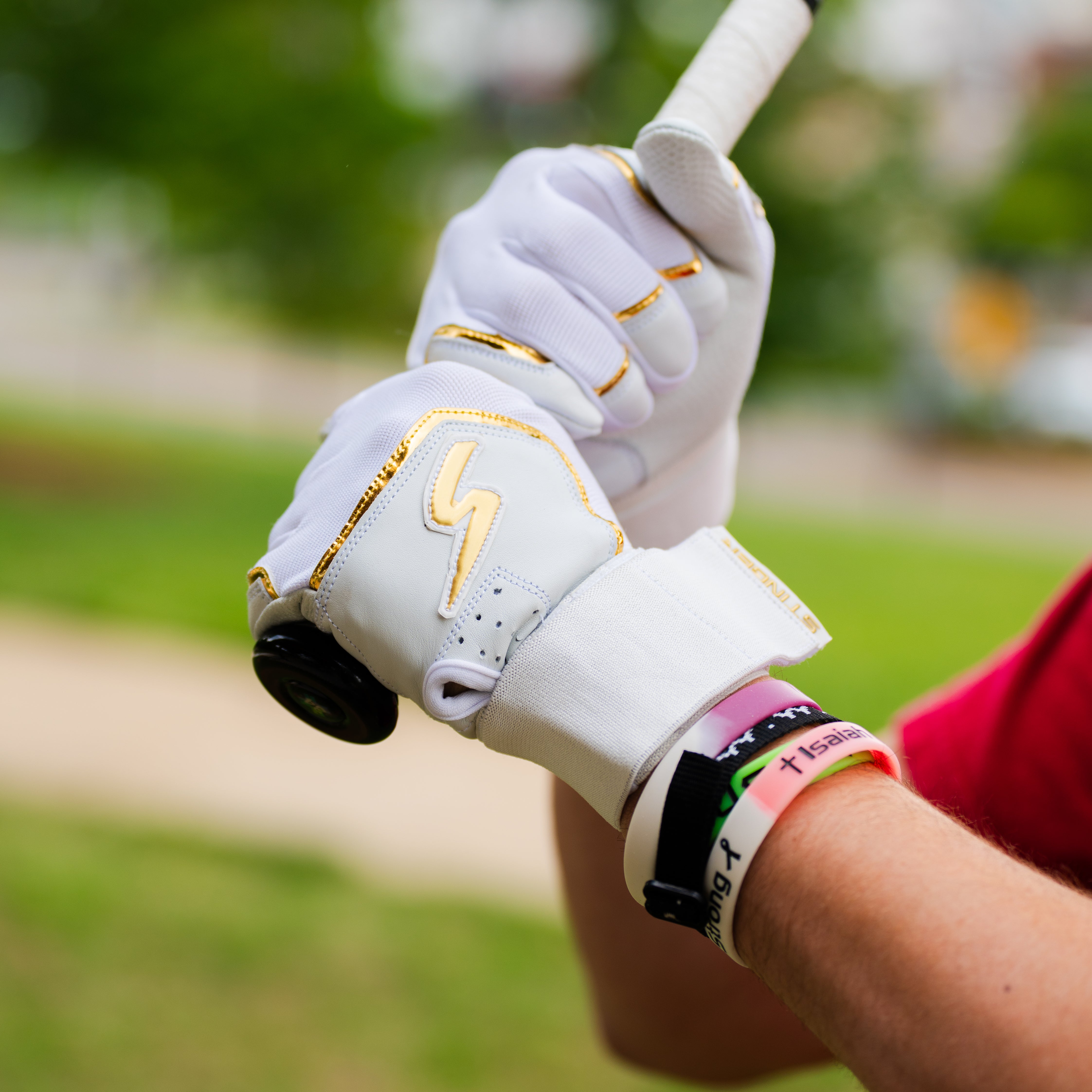 Winder Series Batting Gloves - White & Gold Chrome