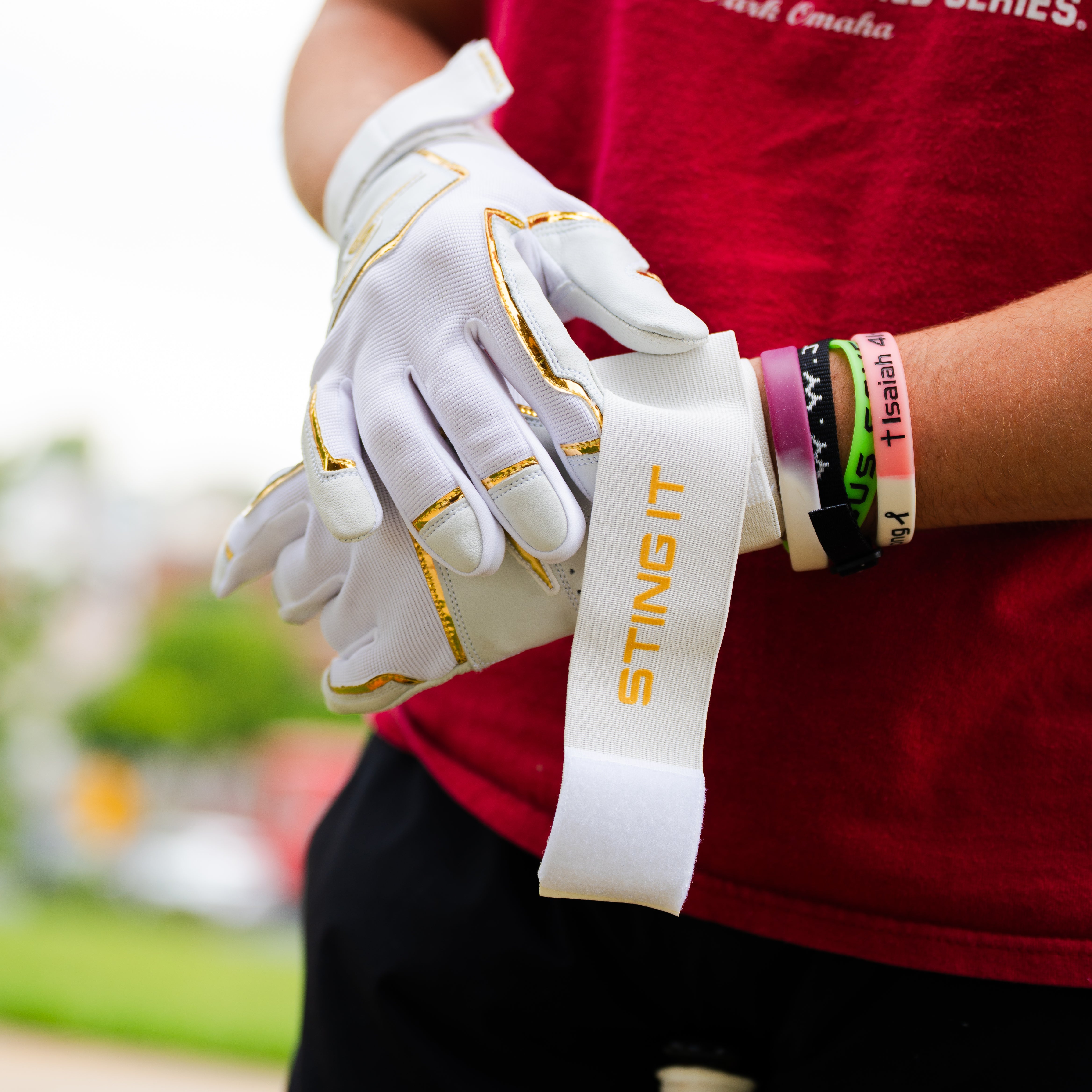 Winder Series Batting Gloves - White & Gold Chrome