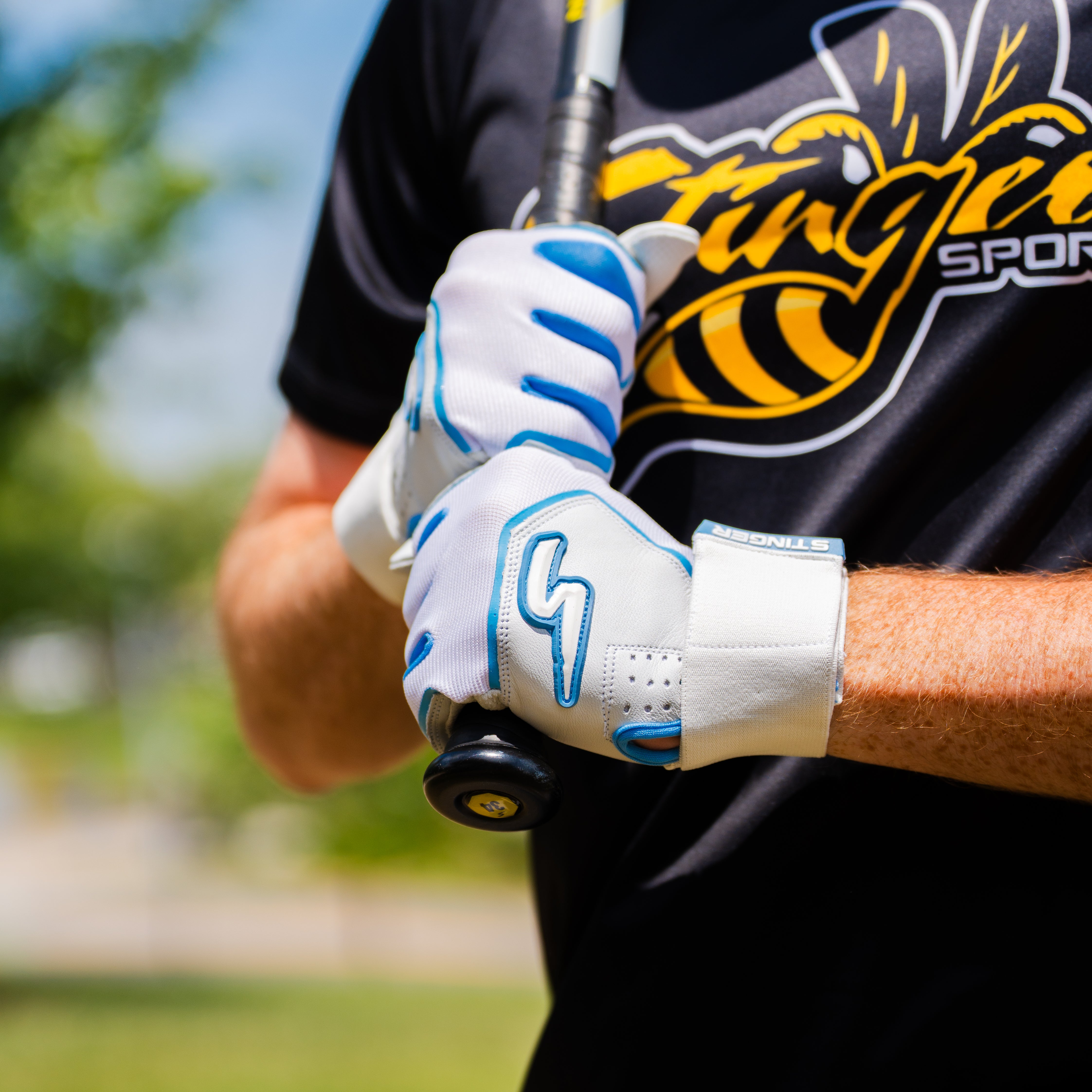 Winder Series Batting Gloves - Columbia Blue & White