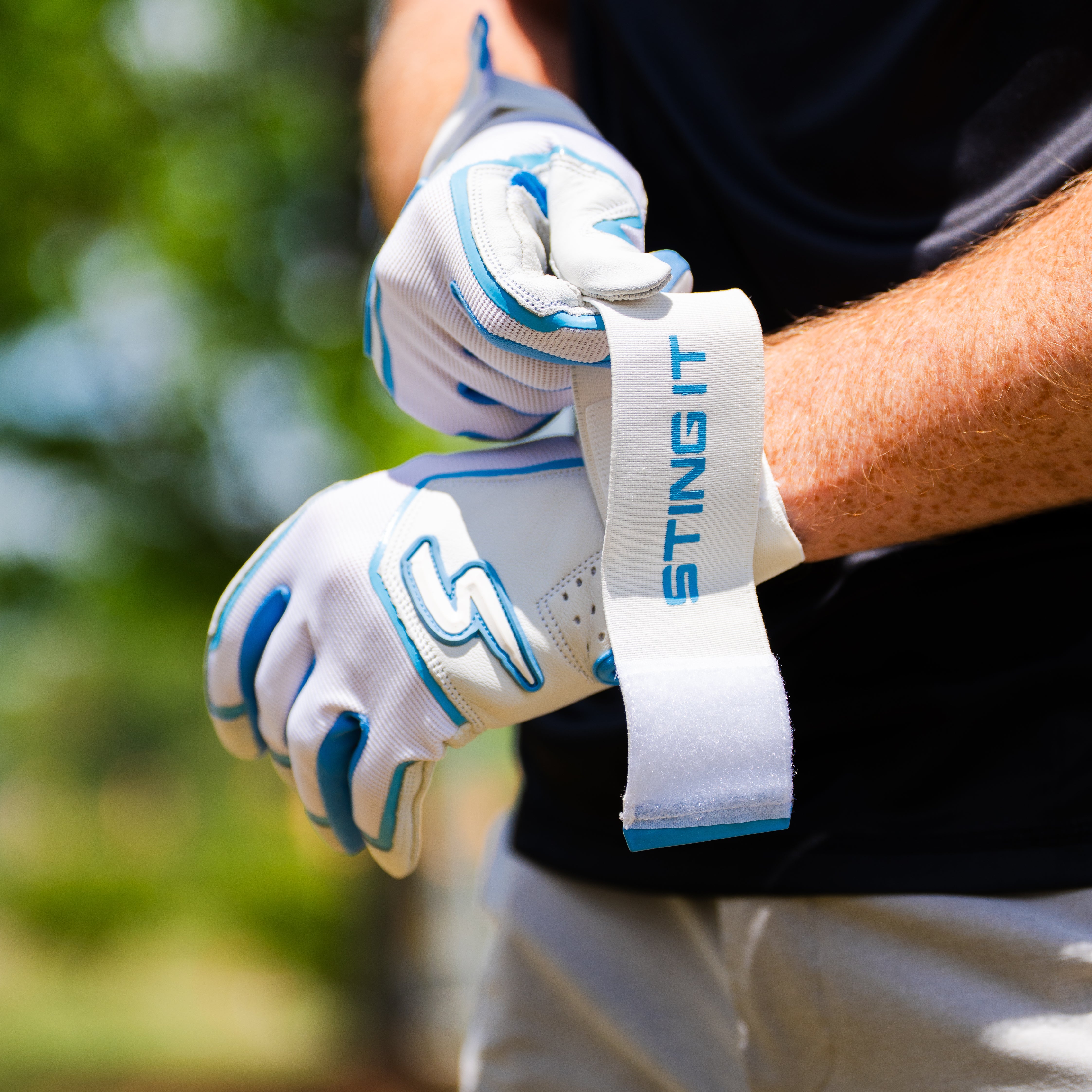 Winder Series Batting Gloves - Columbia Blue & White